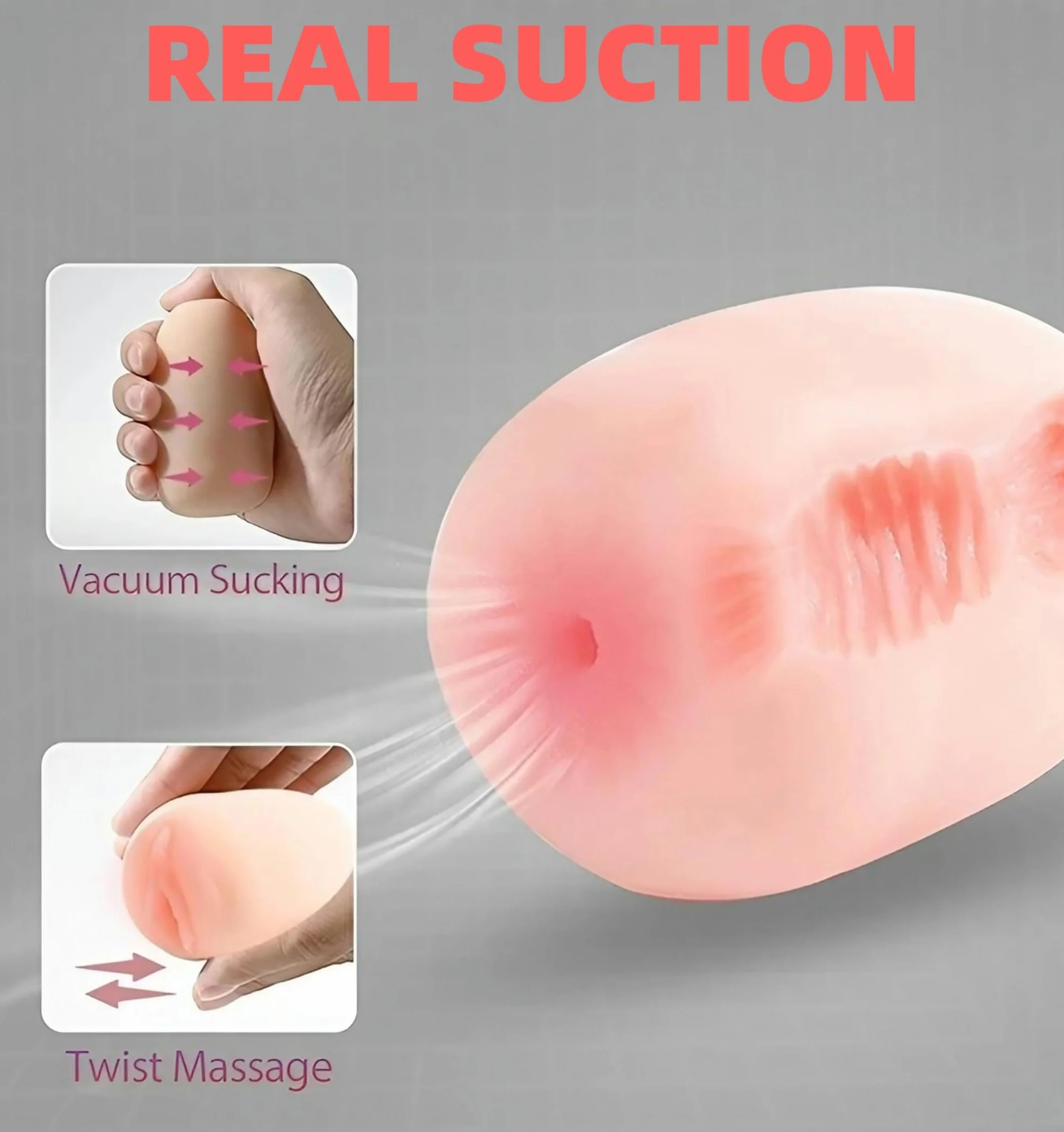 EGG Masturbatore Maschile, Giocattolo Sessuale per Uomini con Ano Realistico in Morbido Materiale Testurizzato, Stroker Leggero per Uomini, Coppa "F*ck and Suck" Bocca, Uovo Compatto e Morbido