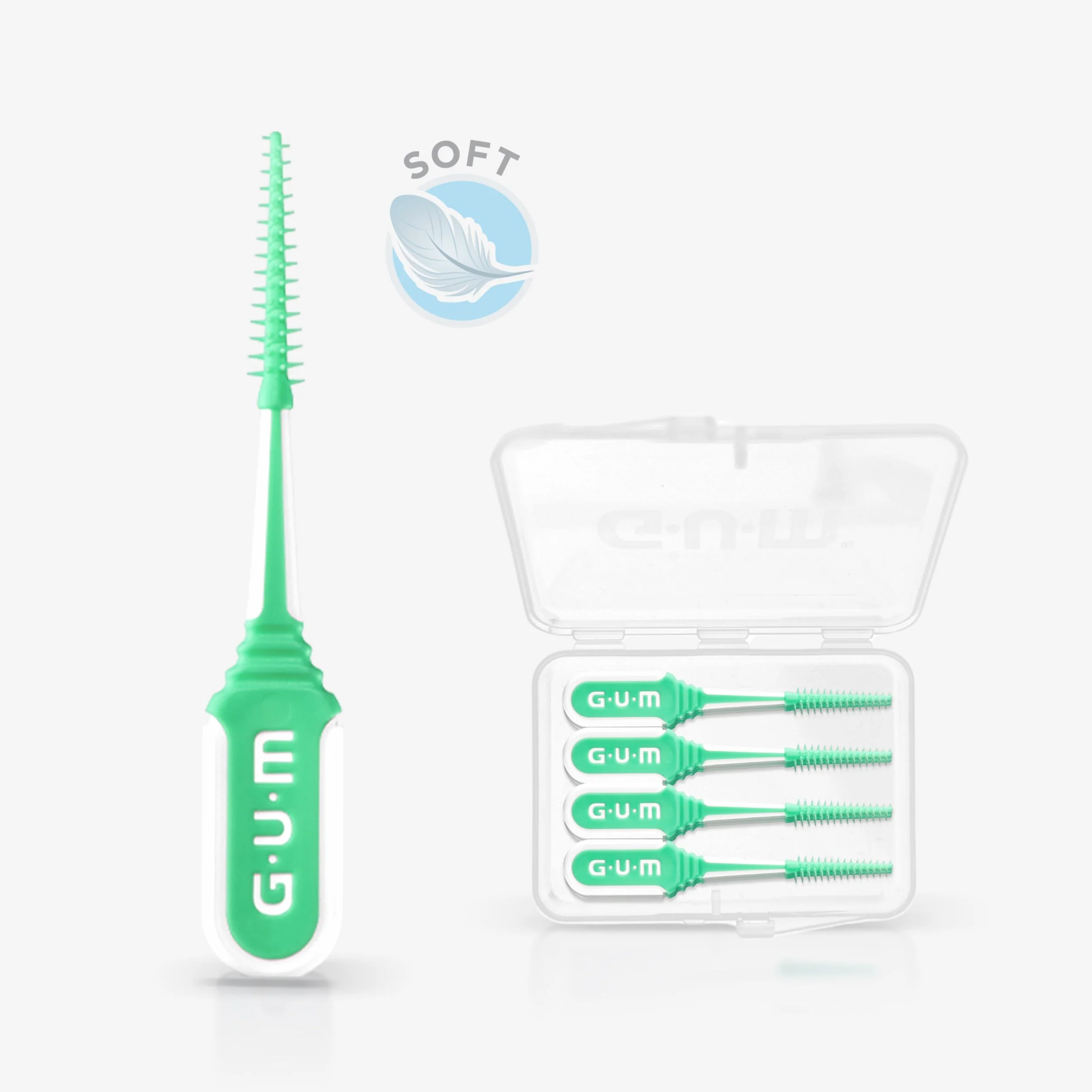 GUM SOFT-PICKS MINTY Scovolini in gomma al fresco sapore di menta Pulizia denti rimozione placca Misura M Multipack 6x40