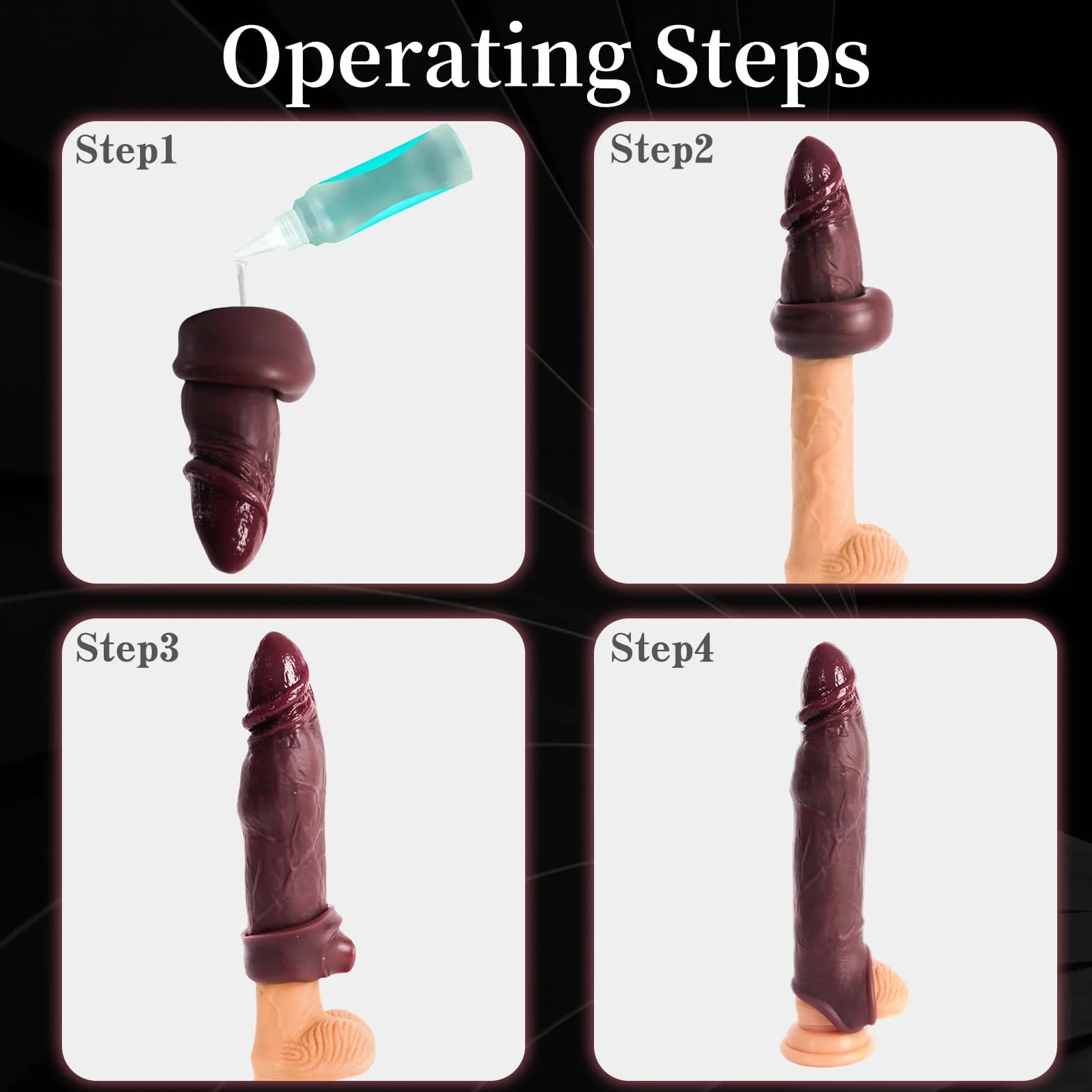 Guaina Pene per Uomo con Anelli Prolunghe Ingrandimento 22cm Silicone Giochi Erotici Maschile Sex Toys