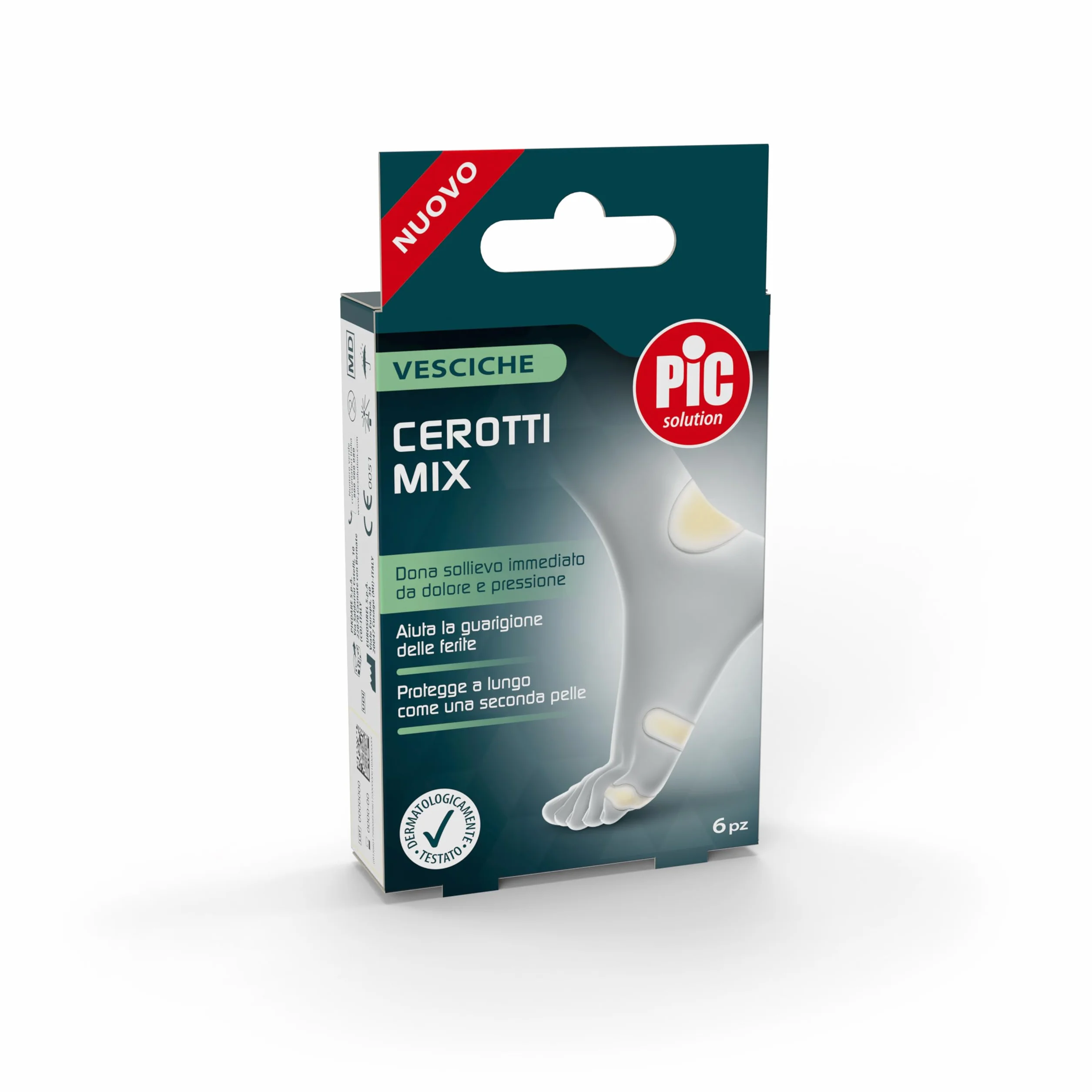 Pic Solution cerotti per vesciche confezione mix per tallone 44 x 69 mm, pianta del piede 20 x 60 mm, dita 18 x 61 mm