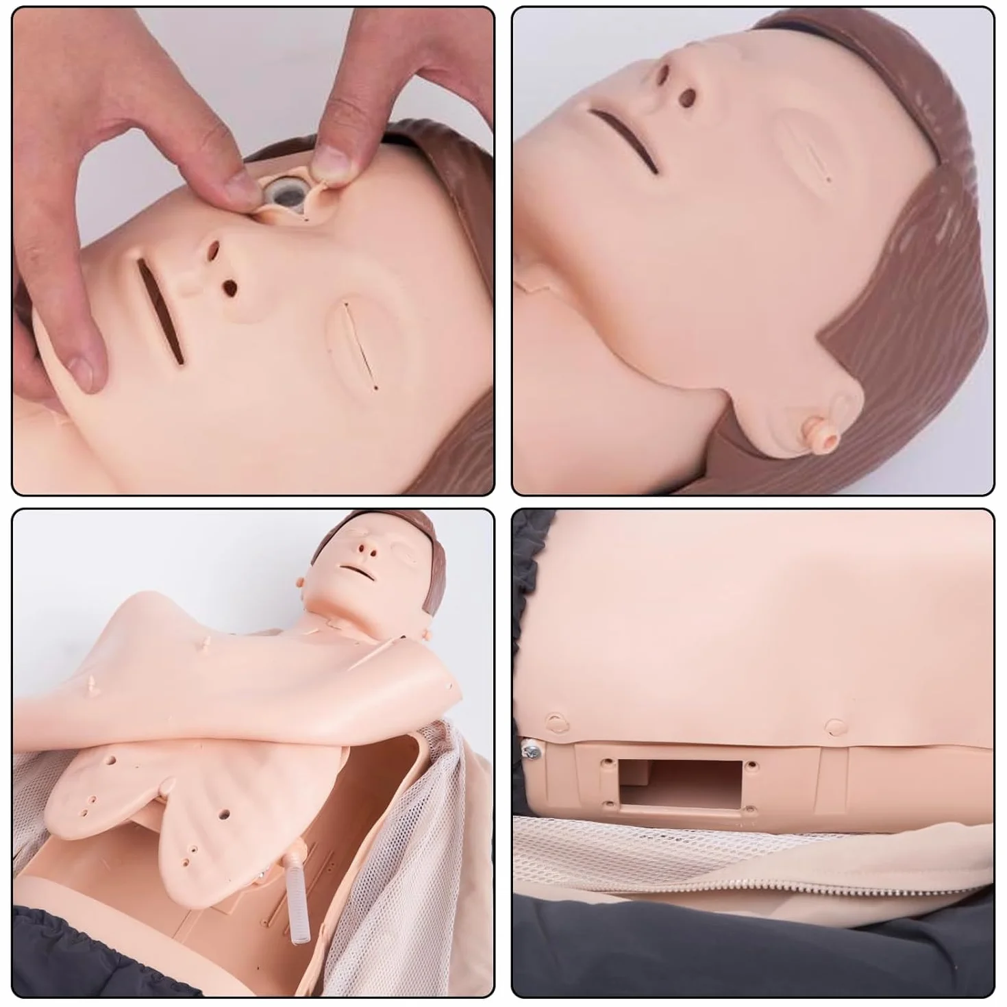 Manichino Primo Soccorso RCP per Rianimazione con Pelle del Viso Sostituibile 4 Sacche Polmonari