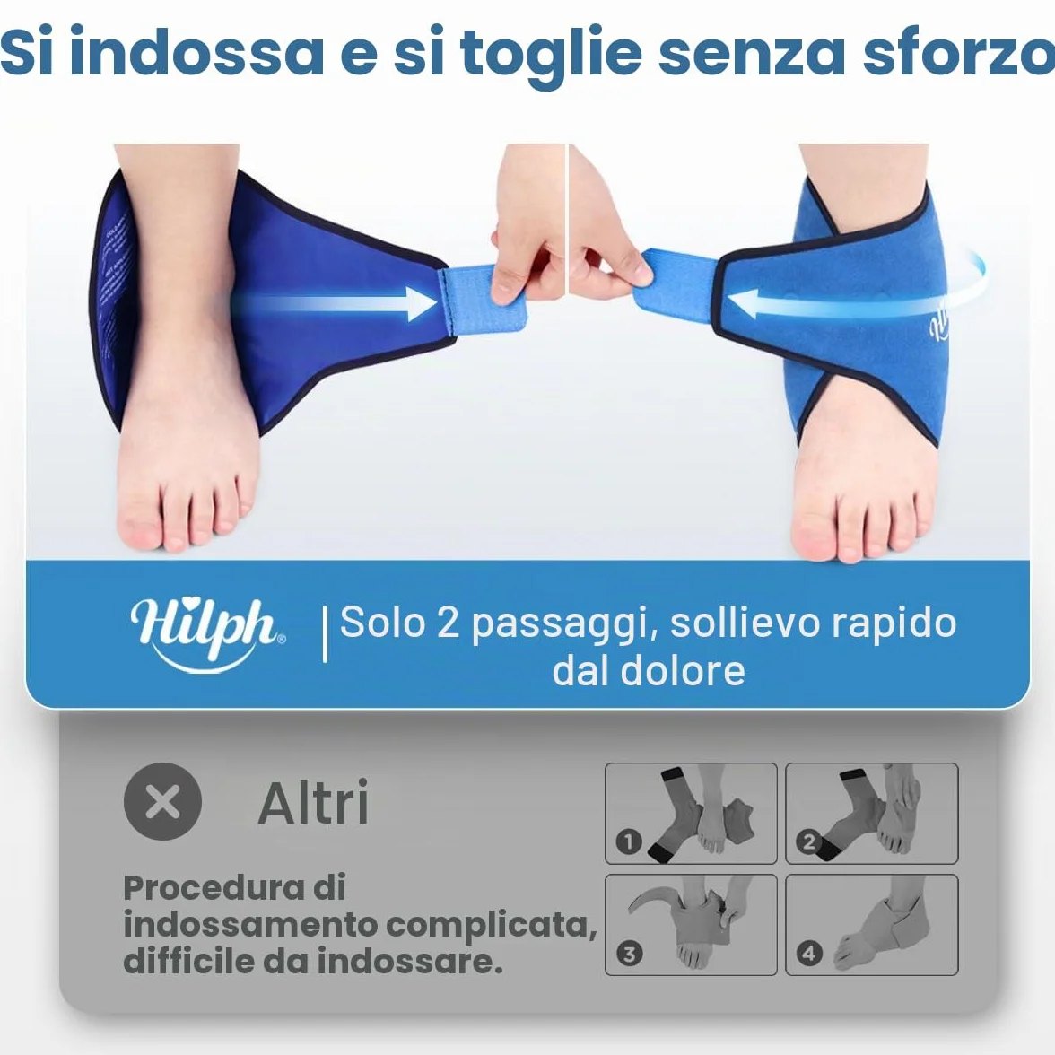 Hilph Sacco di Ghiaccio per Caviglia Riutilizzabile, Borsa Terapia Freddo e Caldo per Caviglia con Fascia Regolabile - Riduce Dolore, Gonfiore da Distorsioni, Stiramenti e Infiammazioni