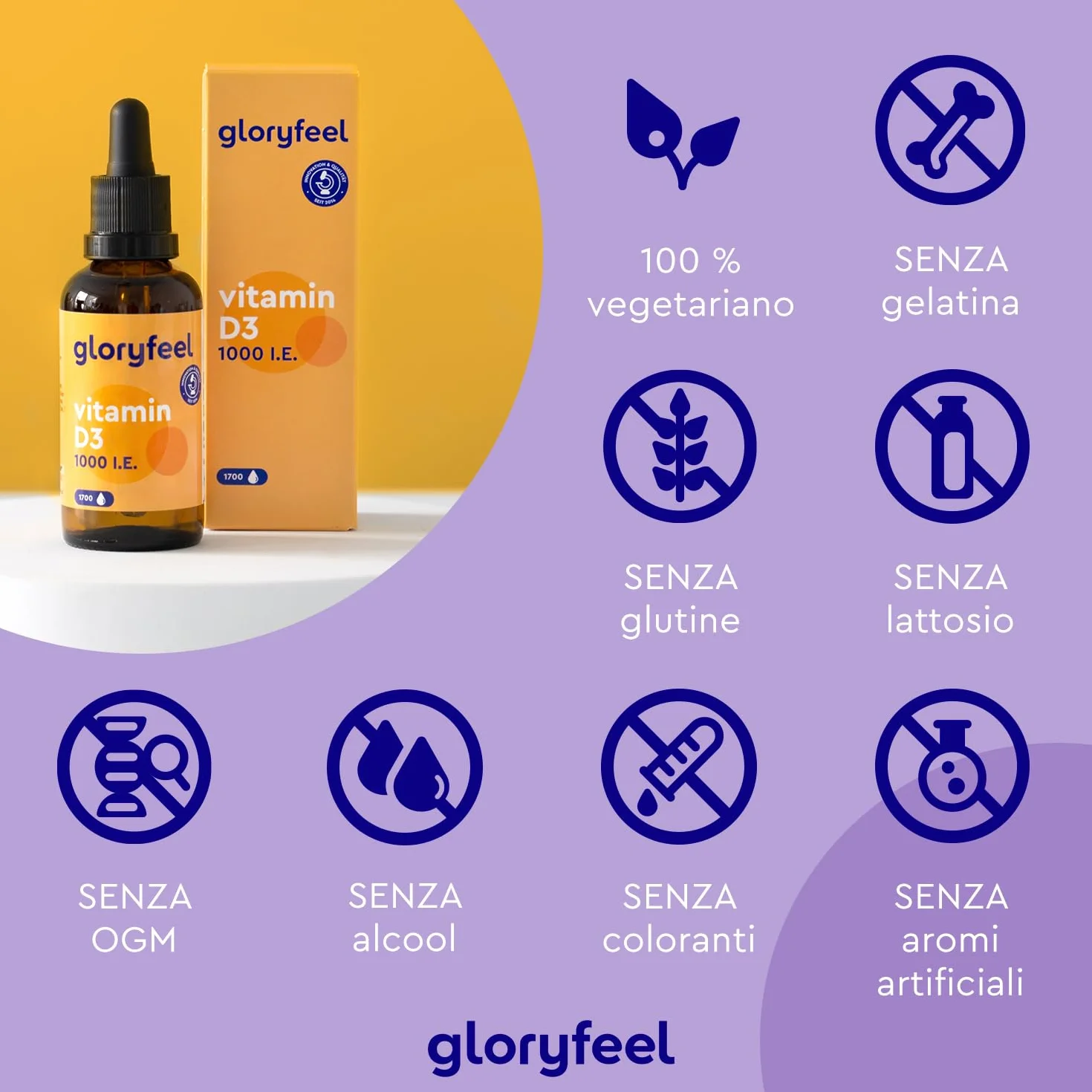 Vitamina D3 1000 UI per Goccia, 50ml (1700 Gocce), Eletto PRODOTTO DELL'ANNO 2025, Supporta Ossa, Denti e Sistema Immunitario, Vitamina D Colecalciferolo, in Olio MCD ad Alta Stabilità