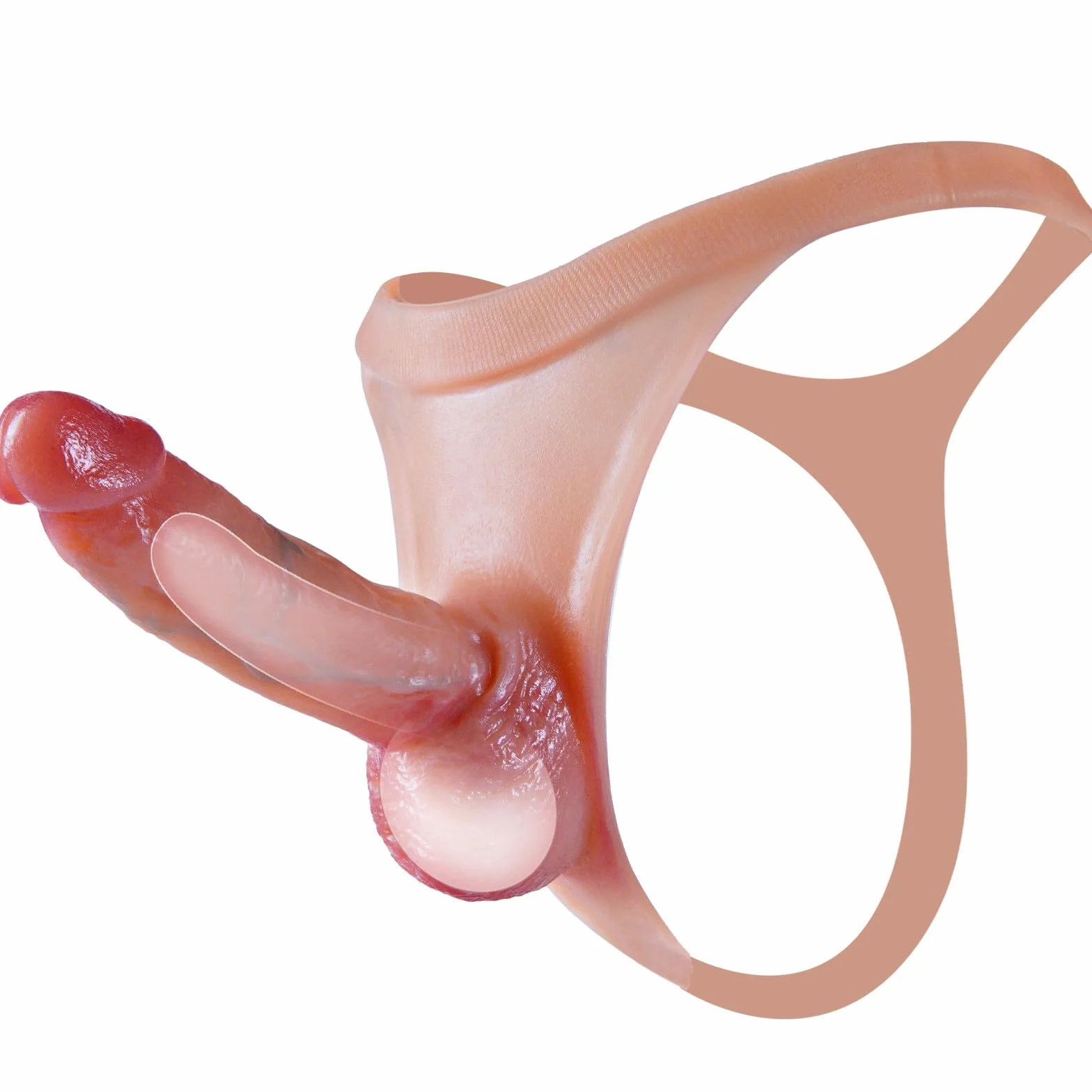 Slip maschile con fodera per pene realistica in silicone, dildo cavo, estensore e allargatore del pene, riutilizzabile, ritardo eiaculazione, stimola punto G/ano