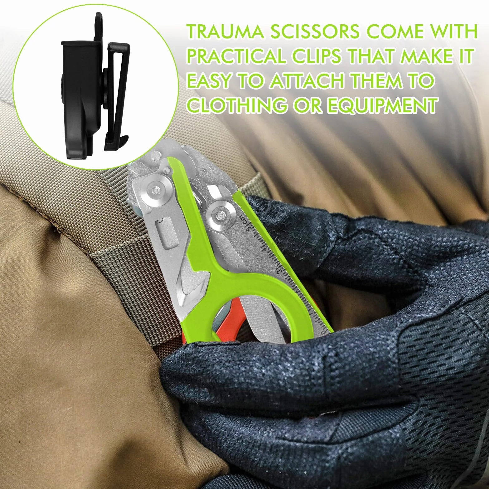 Forbici Trauma: Strumento Multifunzionale 6-In-1 In Acciaio Inossidabile, Pieghevole, Con Frangivetro E Cutter Per Cinture, Per Interventi Di Soccorso (Verde)