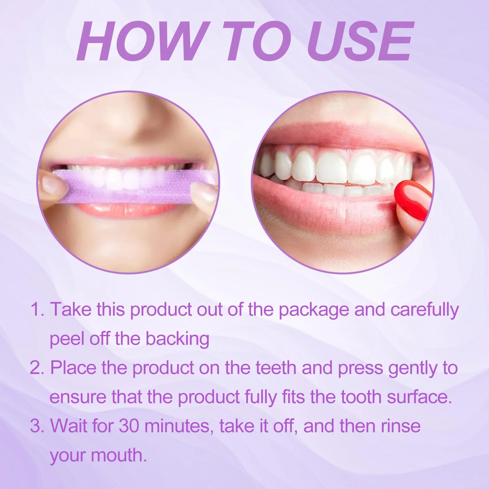 Strisce Sbiancanti per la Cura Dello Smalto, Whitening Teeth Strips, Sticker di Pulizia Viola, Rapida e Delicata la Pulizia dei Denti, Rimuove Efficacemente le Macchie dei Denti, Illumina i Denti
