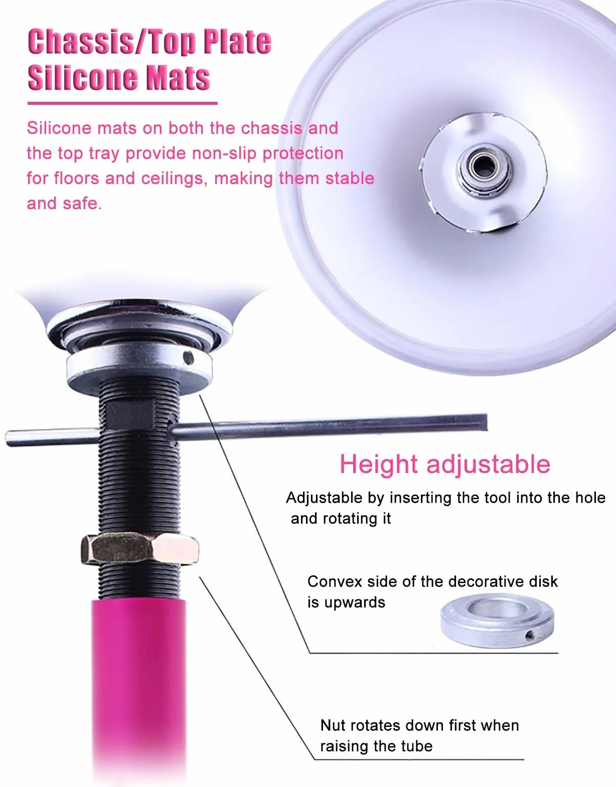 Kit pole dance portatile spinning e statico, silicone, autoportante, regolabile, 2,3-3 m
