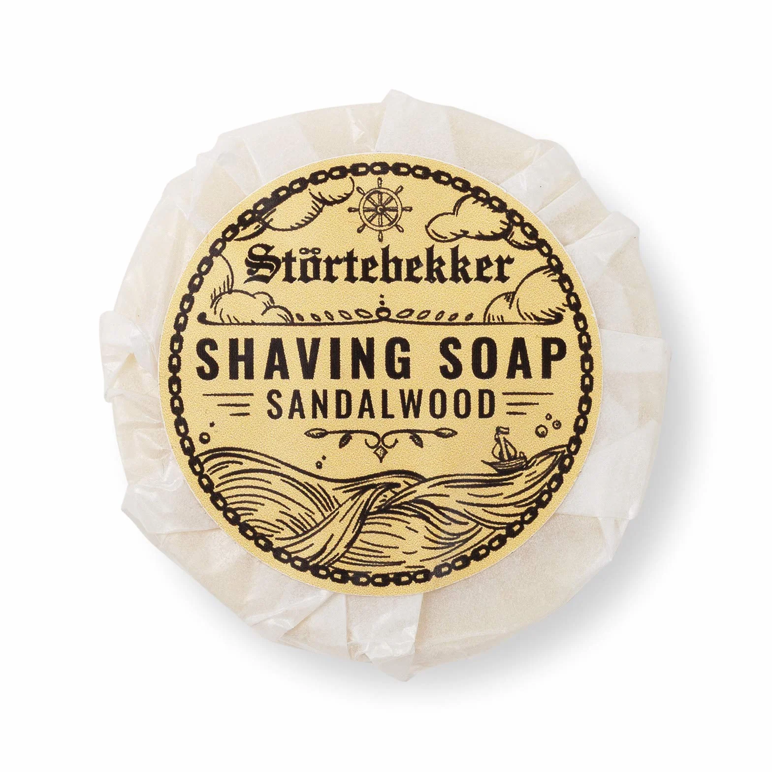 Störtebekker Premium Sapone da rasatura (Sandalo) - per una ricca schiuma da barba - Perfetto per la rasatura con rasoio di sicurezza e rasoio a lama dritta - vegano - fatto a mano (70g, 1pc.)