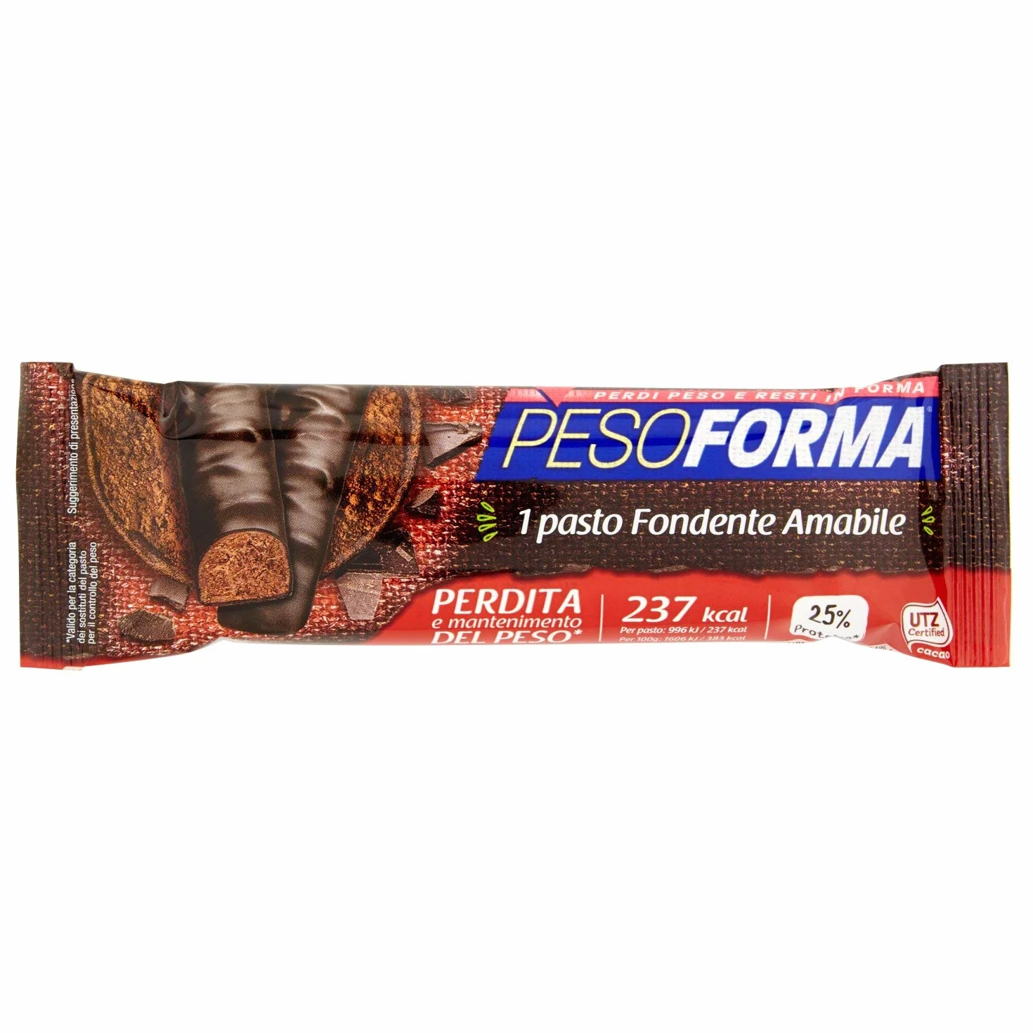 Pesoforma 1 Pasto Cioccolato Fondente, Pasto Sostitutivo, 2 Barrette 62g