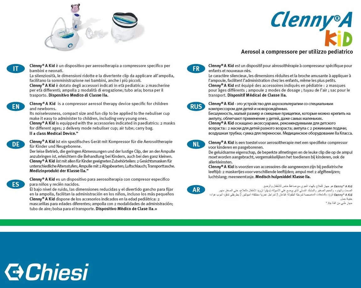 Clenny A Kid Aerosol a Compressore Pediatrico per Bambini e Neonati