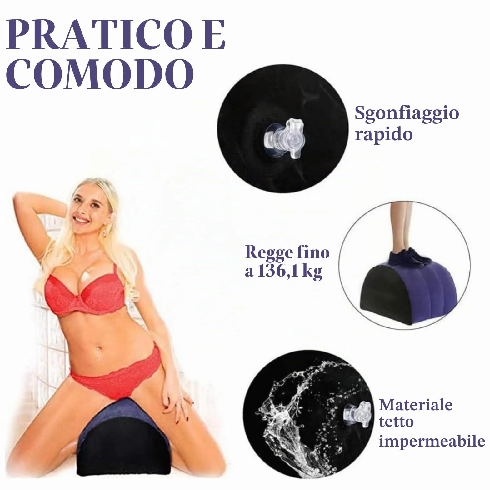 Cuscino Posizione Sessuale Gonfiabile Multifunzionale per Adulti Giocattoli Sessuali Donne Punto G