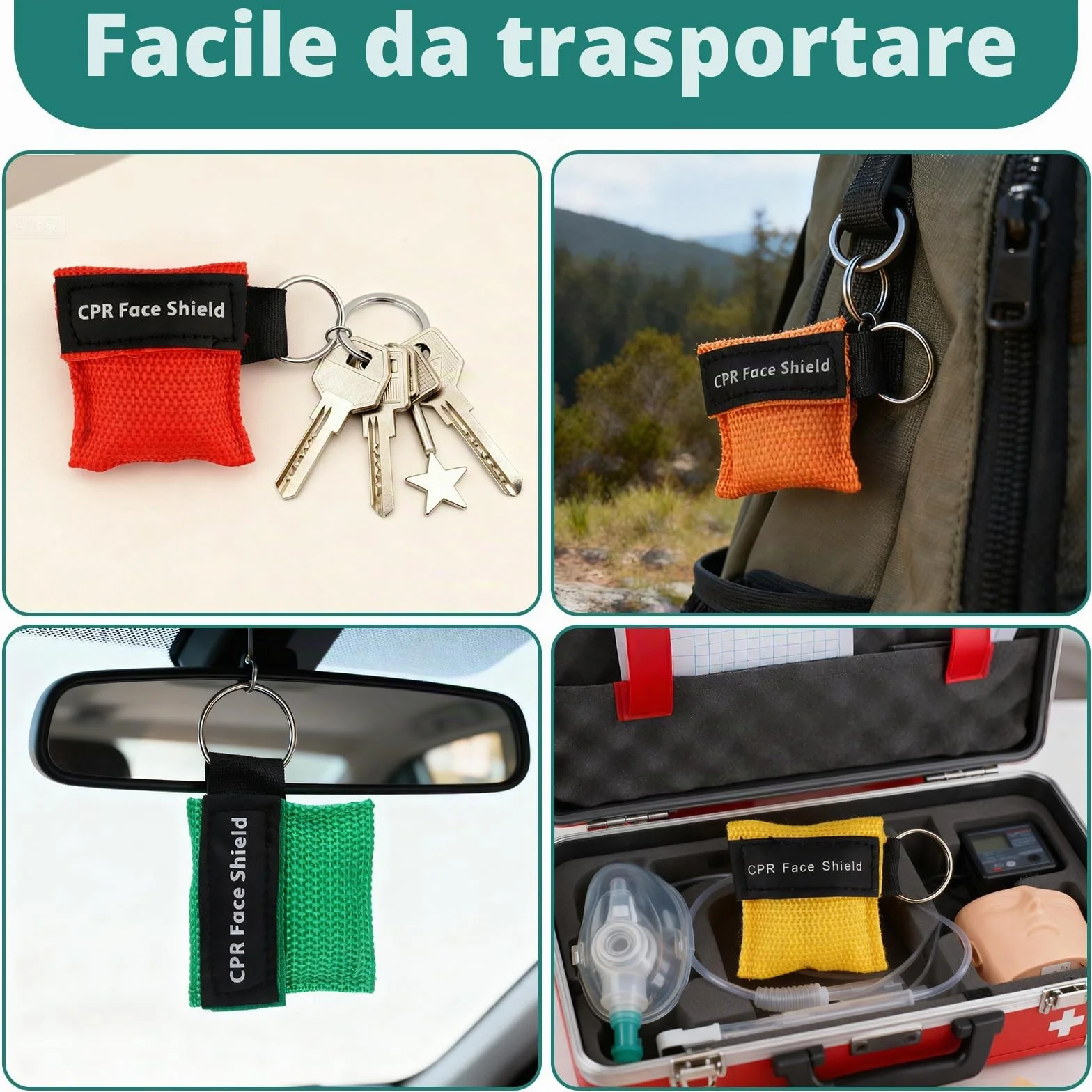 Set 8 Mascherine Respirazione Primo Soccorso, Maschera CPR Emergenza