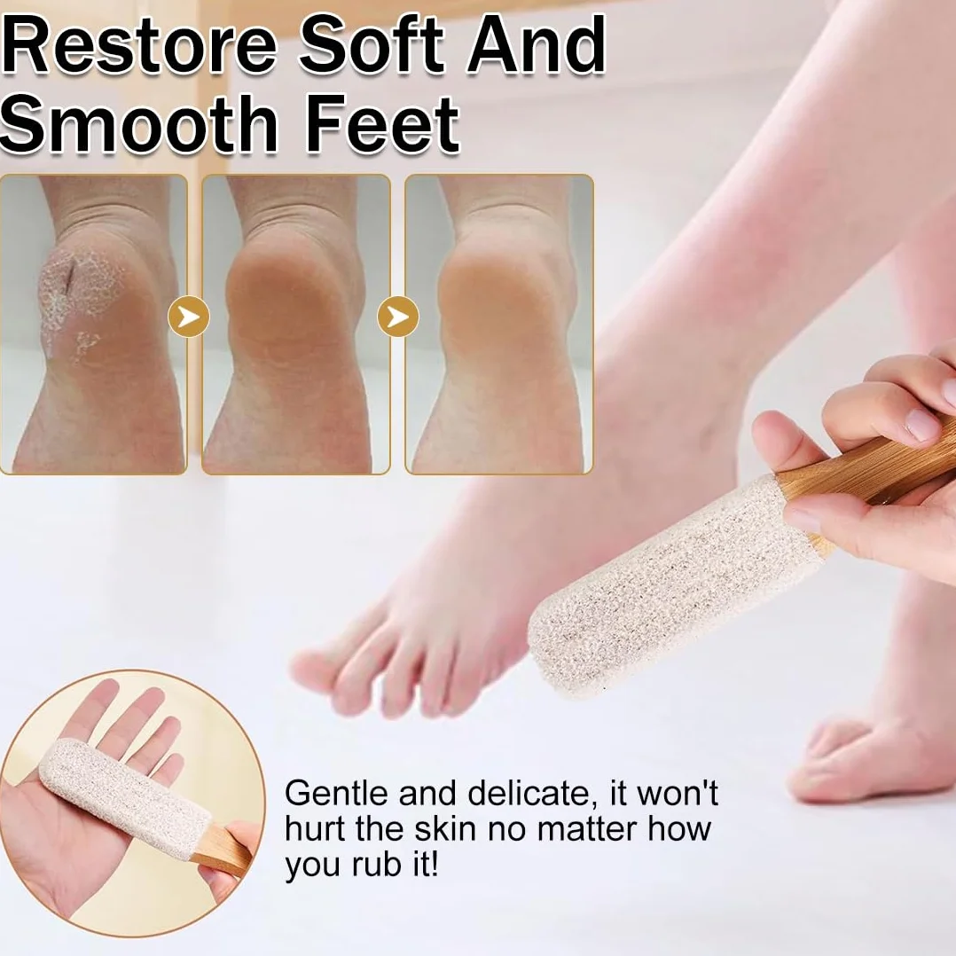 Pietra Pomice con Manico in Legno, Raspa Piedi Rimozione Pelle Dura, Lava Pedicure Tools per Piedi e Mani