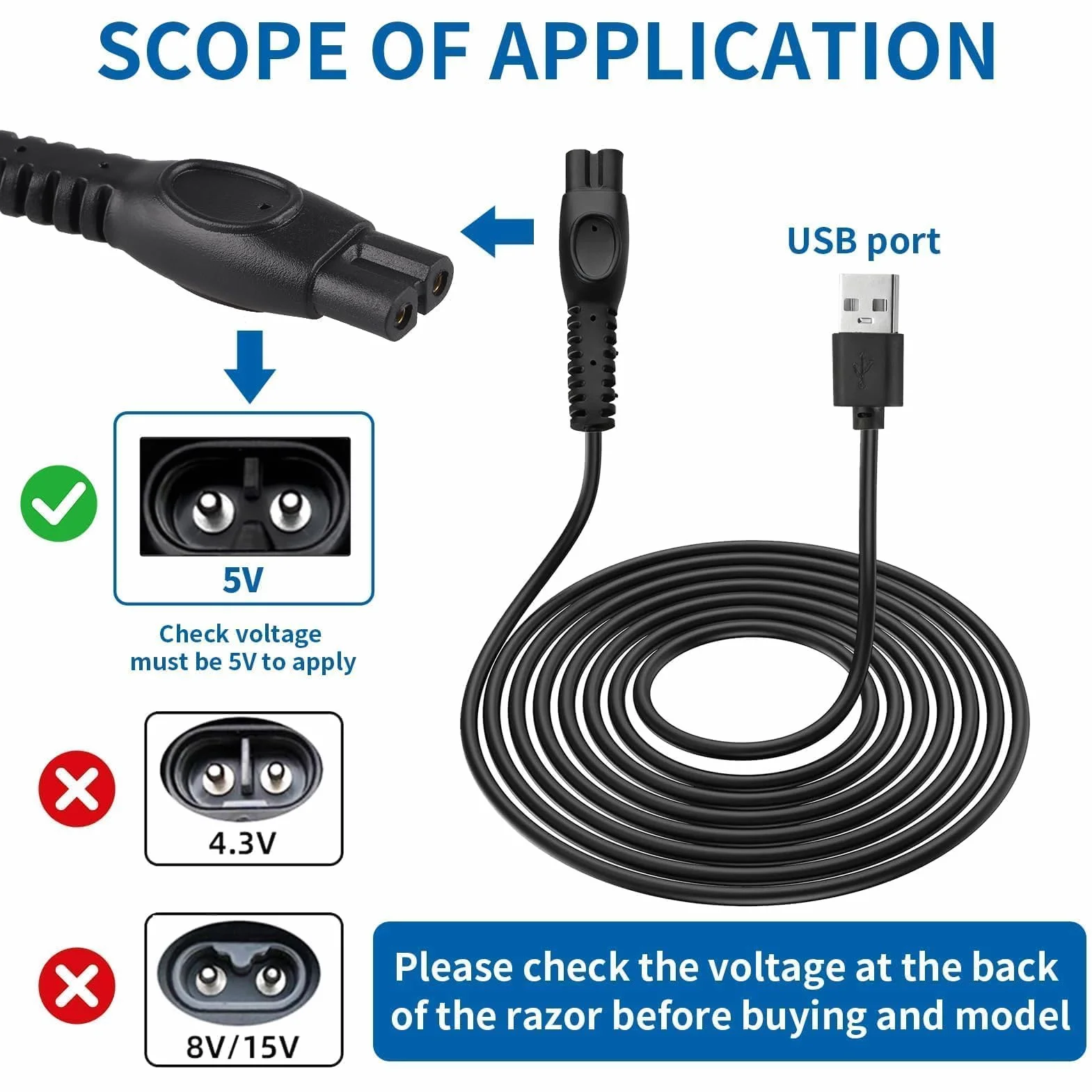 5V USB Caricatore per Philips Rasoio Elettrico QP2824 QP2734 QP2724 MG5920