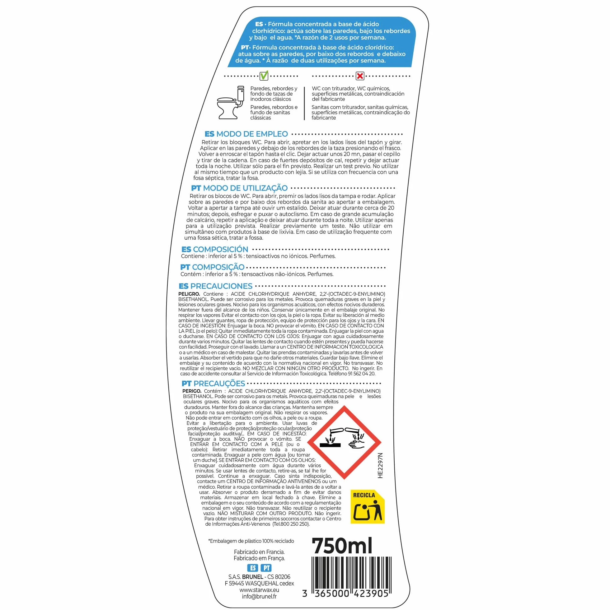 STARWAX Gel superpotente disincrostante per WC 750ml