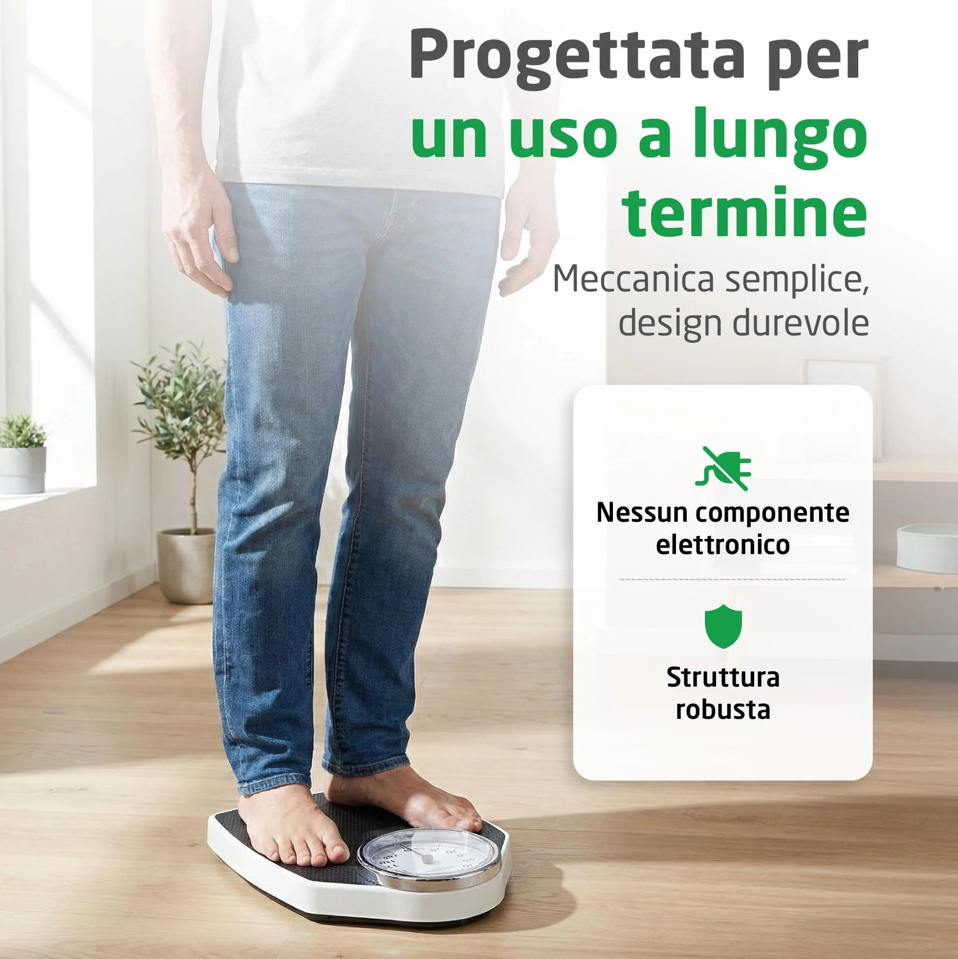 Medisana PSD Bilancia Personale Meccanica Fino a 150 kg, Analogica, Scala Retrò in Design Classico e Su Larga Scala in un Imballaggio Privo di Frustrazioni e con Copertura in Vetro Rinforzato