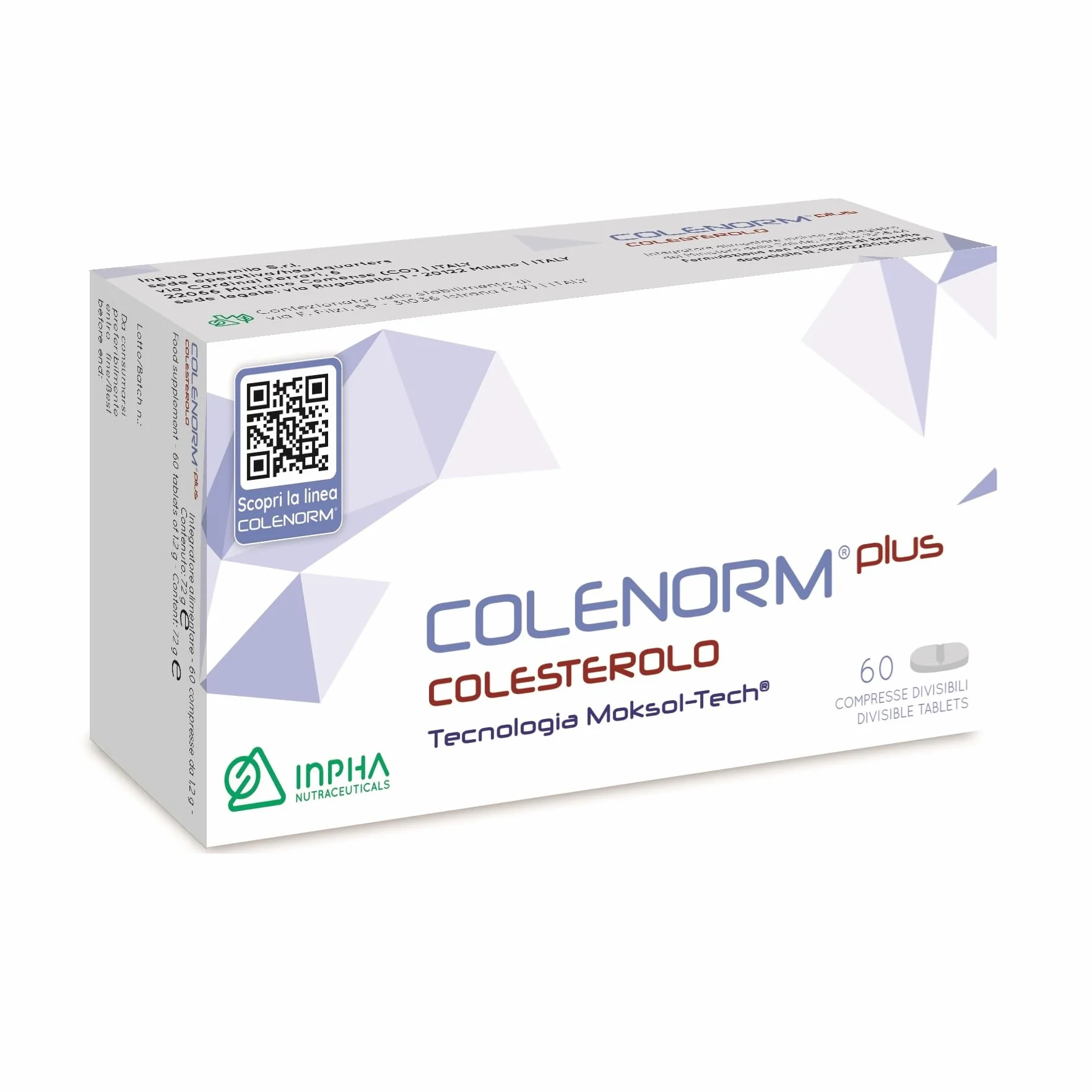 COLENORM PLUS COLESTEROLO® Azione Combinata di Riso Rosso, Tocoferoli e CoQ10 - Efficacia Clinica Testata - Senza Glutine/Lattosio • 60 CPR • INPHA 2000