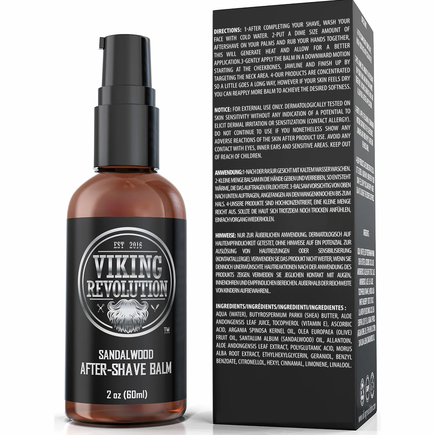 Viking Revolution - Crema Dopobarba Uomo Di Lusso - Lenisce e Idrata il Viso Post-Rasatura - Elimina il Bruciore e le Irritazioni per una Pelle Setosa - Fragranza al Sandalo - 60ml