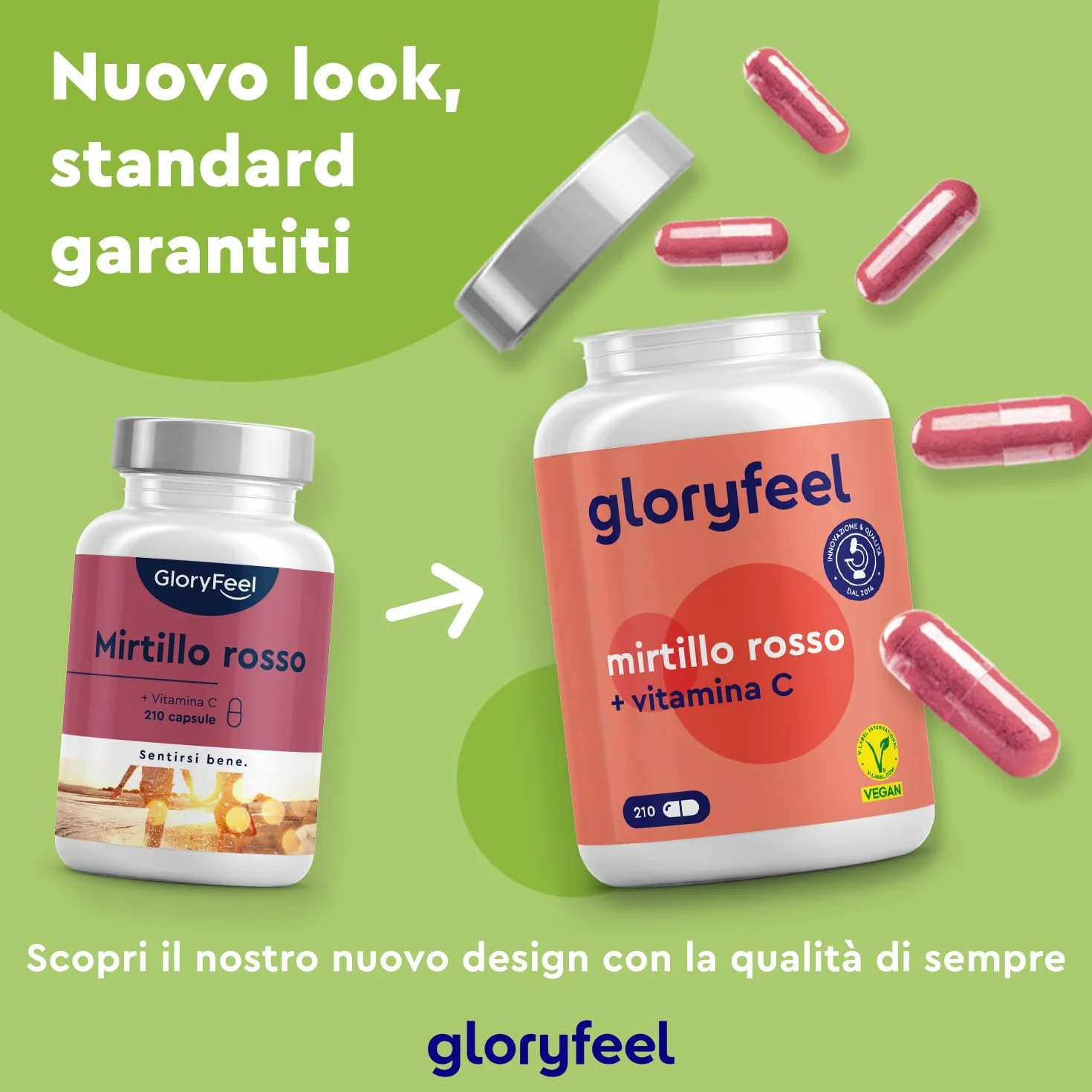 Cranberry Capsule 210 con Estratto di Mirtillo Rosso + Vitamina C, Integratore ad Alto Dosaggio per Vie Urinarie, Vegan