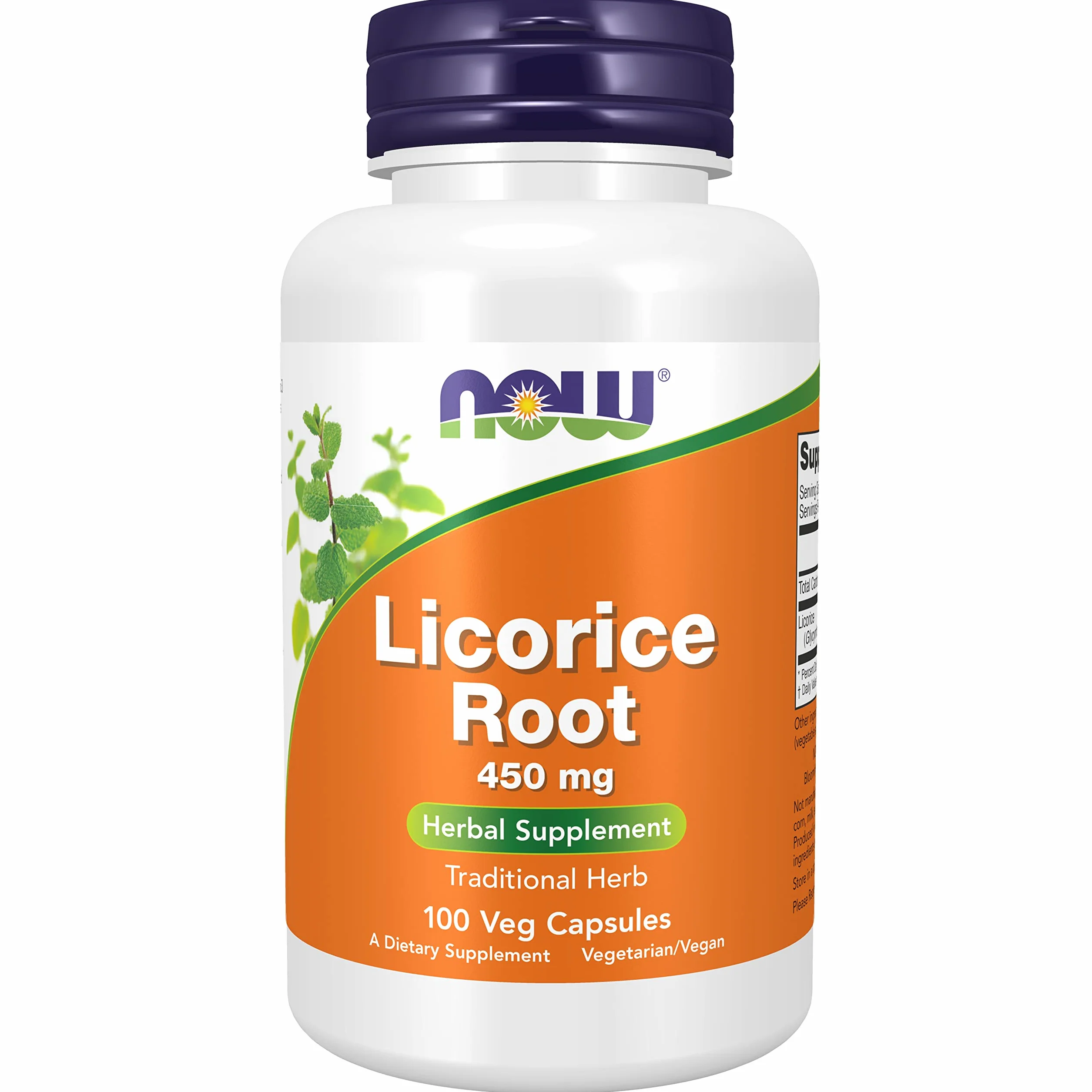 Now Foods Licorice Root 450 mg 100 Capsule Vegane Testato in Laboratorio Senza Glutine