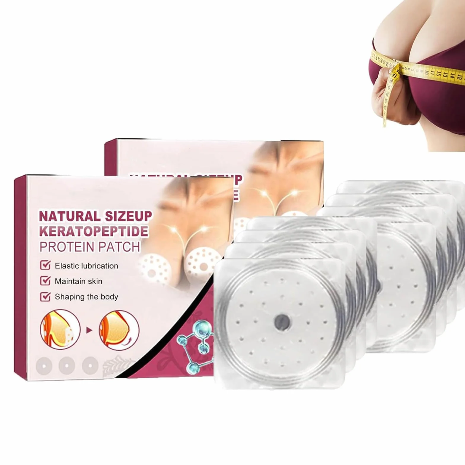 Cuscinetti per l'ingrandimento del seno naturali cheratina peptide push-up tonificanti sollevanti set da 2