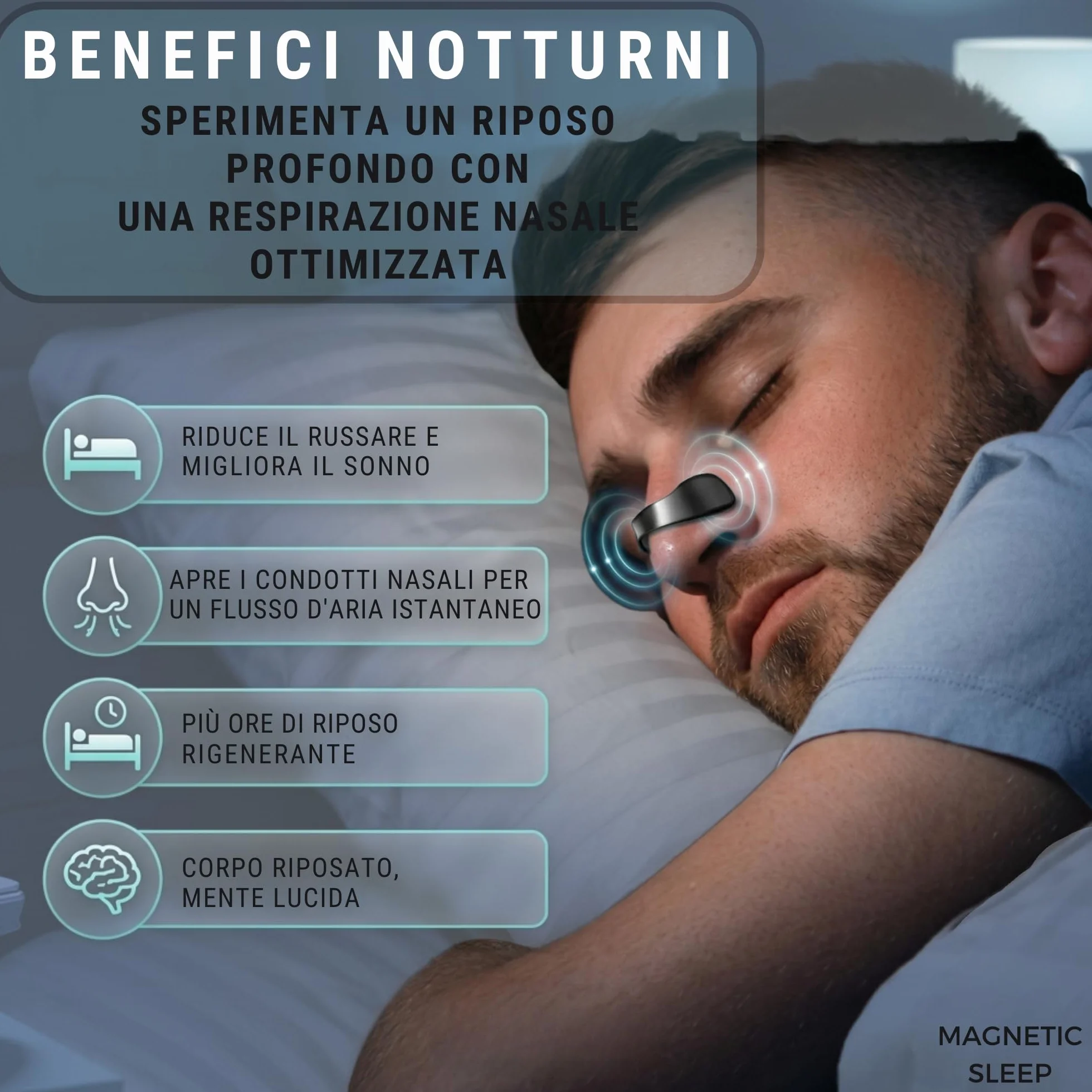 Cerotti Nasali Magnetici Antirussamento 60 Pezzi Extra Forti Riutilizzabili per Sonno e Sport