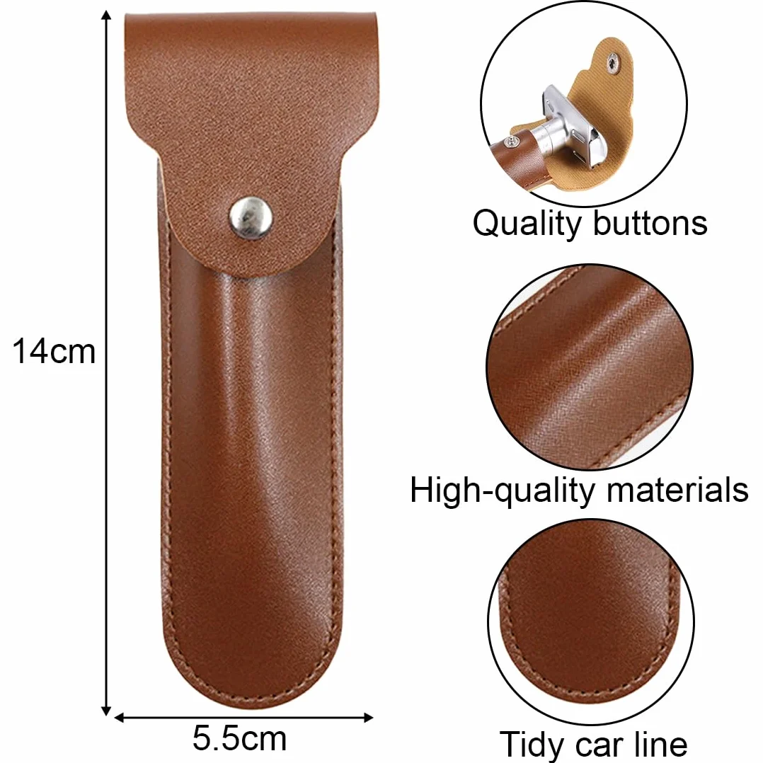 JEYORZY 1 pcs Guaina Protettiva in Pelle per Rasoio di Sicurezza, per Rasoio Custodia da Viaggio Manuale per Rasoi di Sicurezza un Doppio Bordo nel Pelle, Custodia Votre Rasoir Bien protégé, marrone