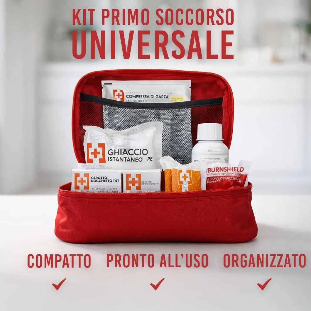 Kit Primo Soccorso PHARMAPIÙ SPORT Borsa Emergenza Completa con Garze Cerotti Disinfettante Guanti Made in Italy