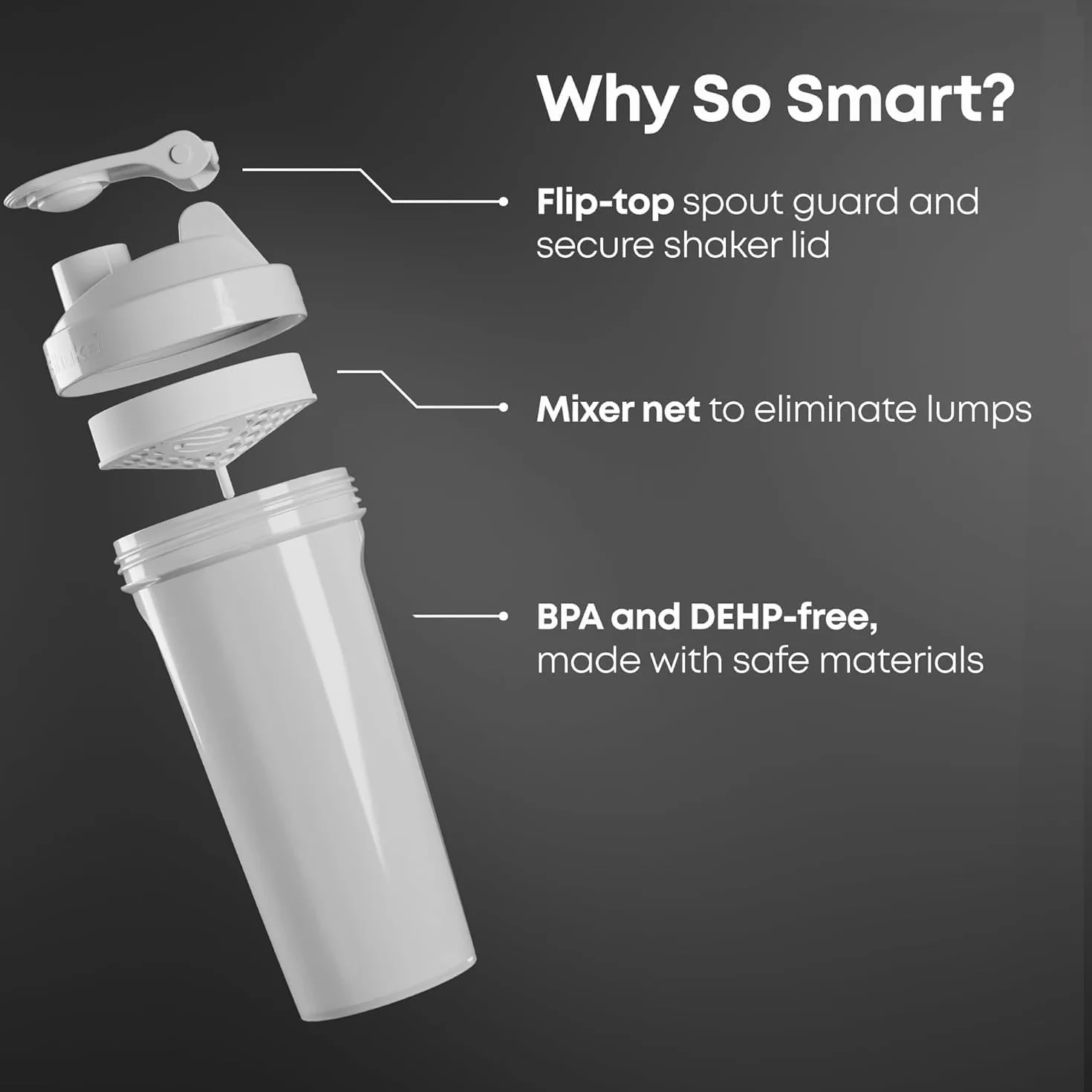 Smartshake Lite Wonder Woman Shake Bottiglie da donna 800 ml BPA Free Protein Shakes Bottiglia a tenuta stagna Donna Protein Powder Shaker Cup - Wonder Woman Gifts Justice League Accessori