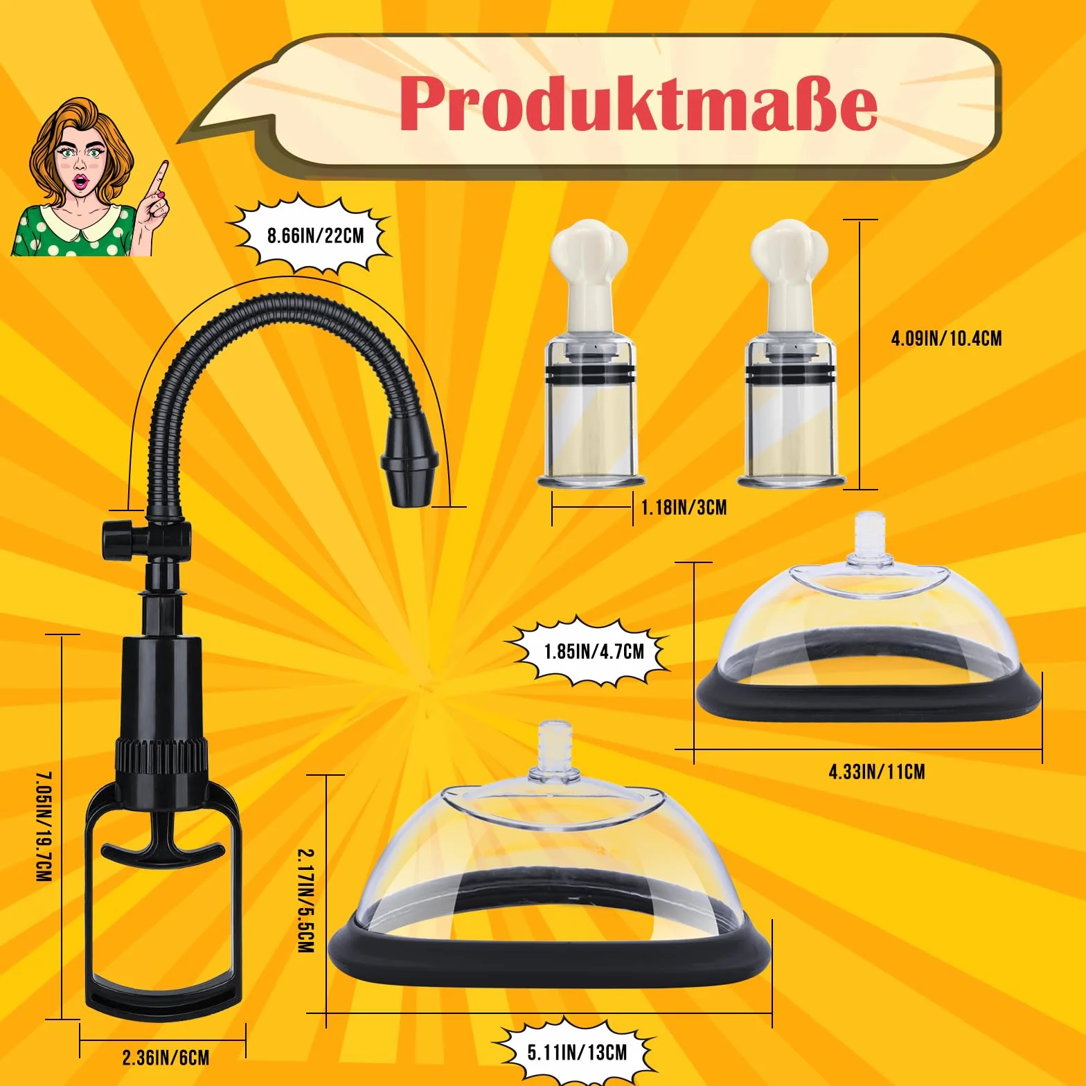 Succhia Clitoride per Donna, Kit Pompa Vulvare con Ventose per Clitoride e Capezzoli - Stimolatore Clitoride, Giocattoli Sessuali Donna con Forte Suzione per Piacere Femminile e di Coppia BDSM