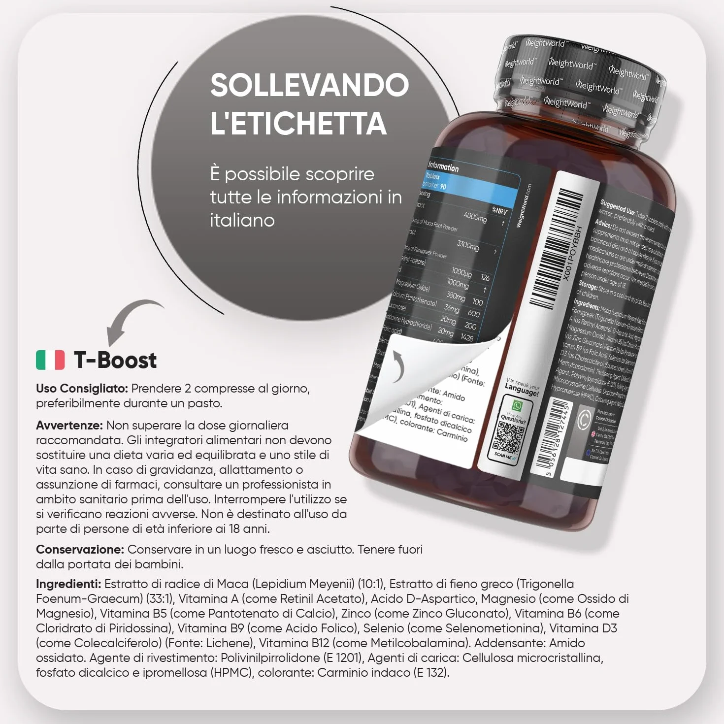 T Boost Complex Vegano, 180 Compresse, 3 Mesi, Integratore Maca Uomo, Zinco, Selenio, Vitamina B5, Magnesio, Lo Zinco Contribuisce al Mantenimento di Normali Livelli di Testosterone nel Sangue (EFSA)