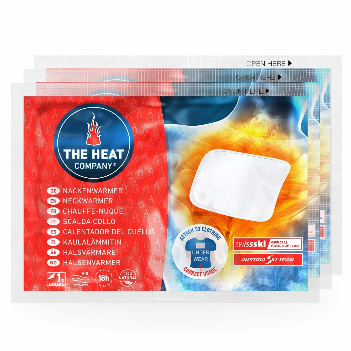 THE HEAT COMPANY Scalda-Collo EXTRA CALDO adesivo Scaldacorpo autoriscaldante puro naturale 3 pezzi