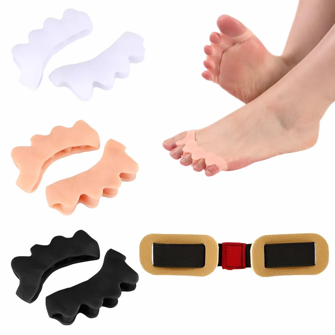 Separatori per Dita dei Piedi in Silicone per Alluce Valgo con Fascia Correttiva, Sollievo dal Dolore