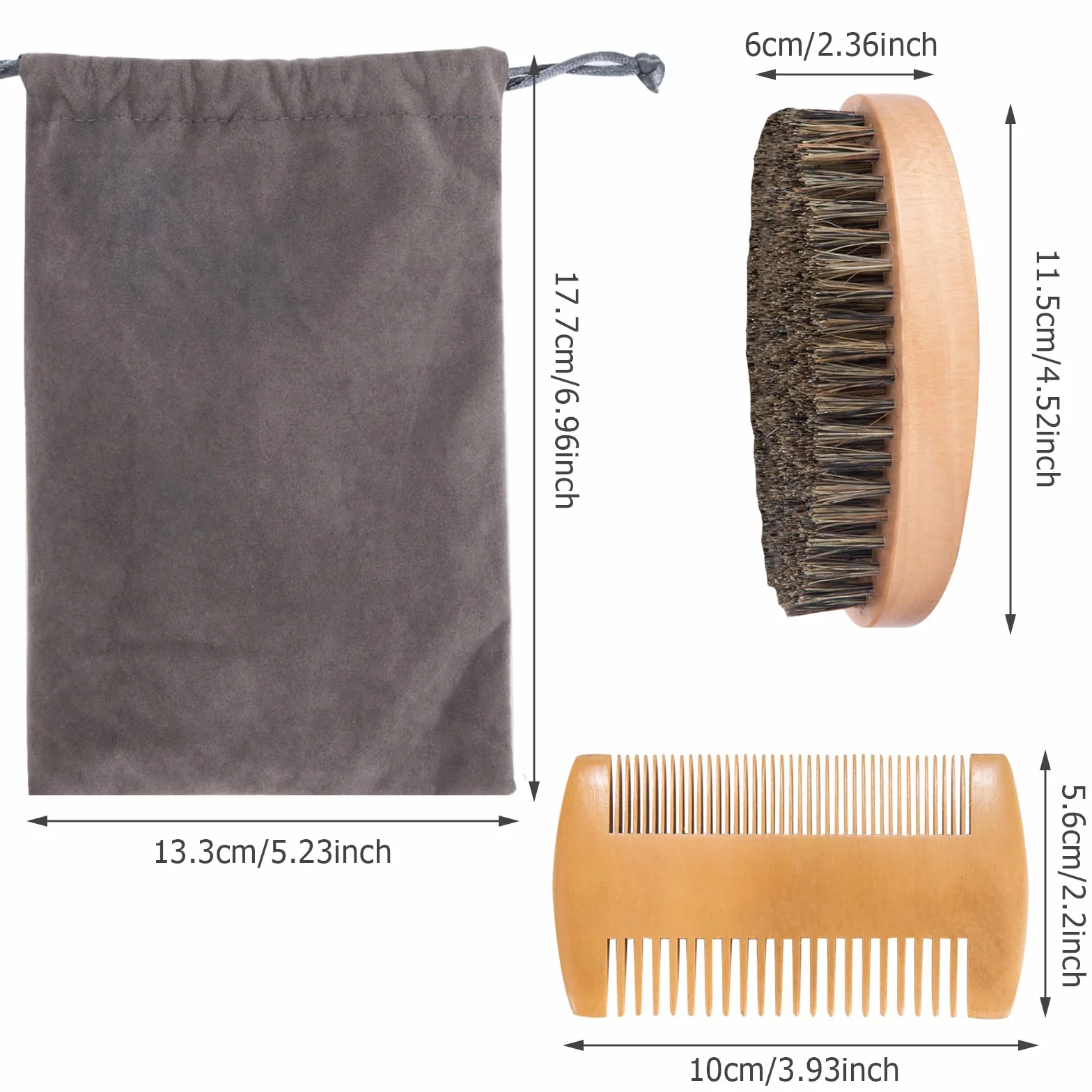 Spazzola da Barba e Pettine da Barba Kit per Uomo Pettine in Legno Spazzola con Setole di Cinghiale con Custodia per Quotidiano Viaggio3Pcs