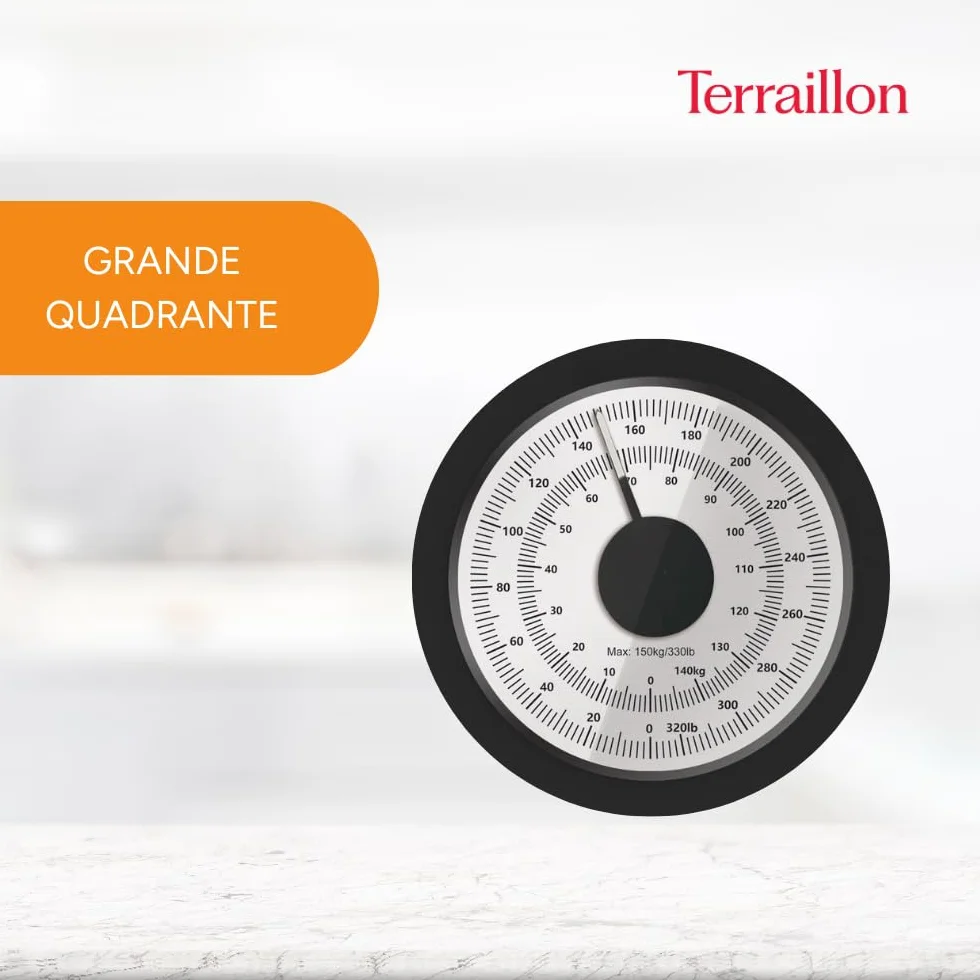 Terraillon - Bilancia pesapersone meccanica - Grande quadrante - Capacità 150 Kg - Modello "Nautic Nero"