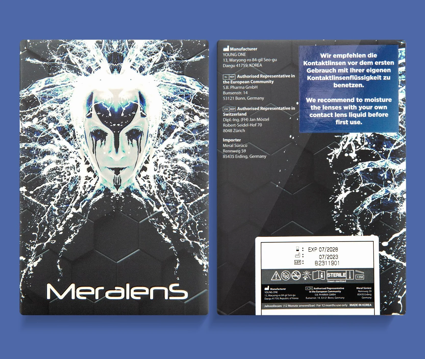 Meralens Lenti a Contatto Colorate azzurro Alper - 1 Coppia (2 pezzi) senza correzione Durata 1 Anno
