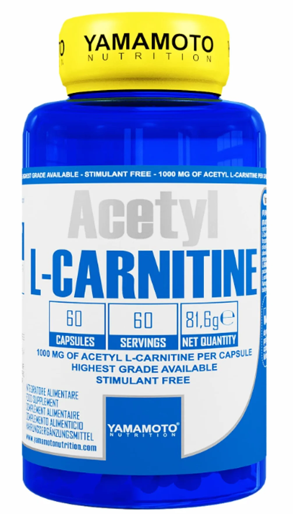 Yamamotò Acetyl L- Carnitine 1000 mg - 120 compresse - Integratore Alimentare a Base di Acetil Carnitina 1000 mg per dose - Senza Glutine, Senza Lattosio