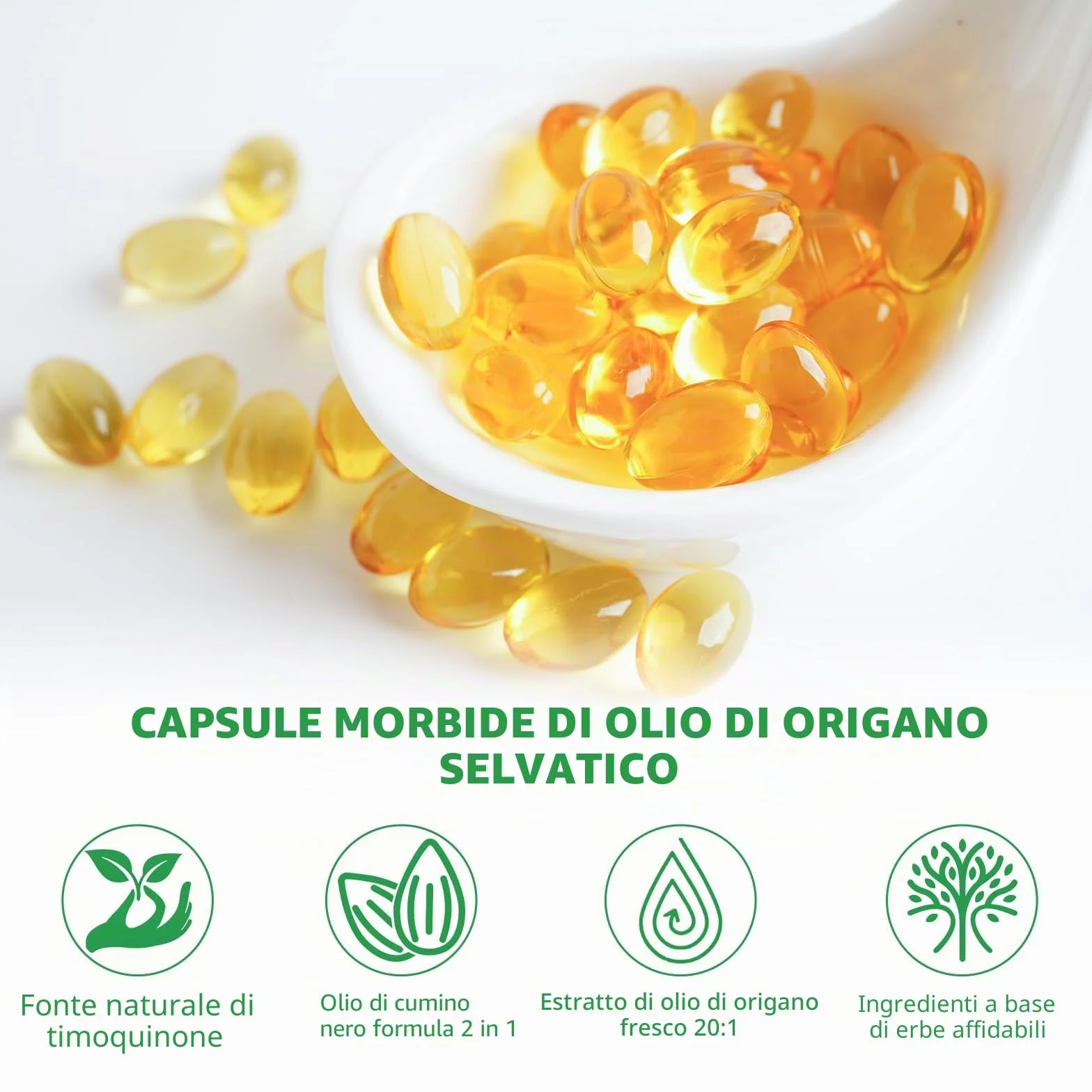 Olio di Origano Capsule 240 Capsule molli Spremuto a freddo Non OGM
