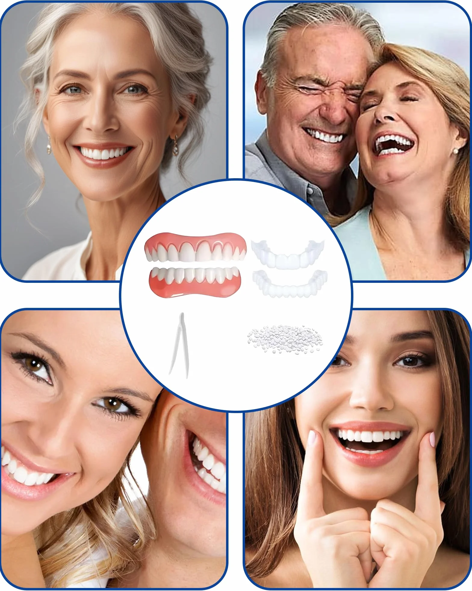 2 Paia Protesi Dentale Universale Faccette Dentali Sorriso Cosmetico Denti Finti Autoadesivi Dentiera Finta Naturale Provvisoria