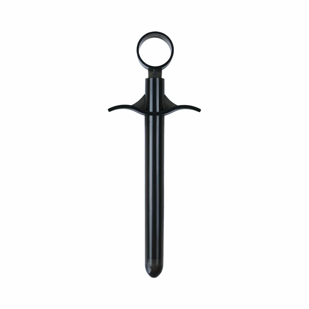 NHQZ Siringa Lubrificante Riutilizzabile,Applicatore Lubrificante,Lubrificante Portatile Applicatore,Vaginale Siringa Aiuti Strumenti,Con Anello Di Trazione E Presa Per Le Dita,Nero, 1 pezzo