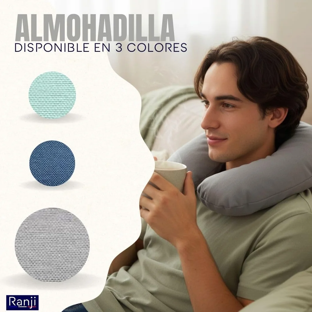 RANJI – Cuscino Termico con Noccioli di Ciliegia per Microonde | Cuscino Cervicale per Dolori al Collo e Spalle | Sacchetto Riscaldabile Naturale, Lavabile e Riutilizzabile (Gris)