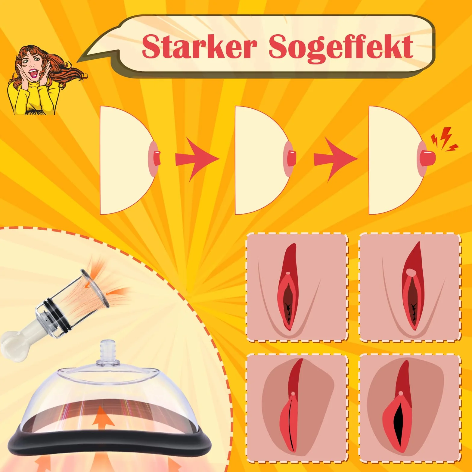 Succhia Clitoride per Donna, Kit Pompa Vulvare con Ventose per Clitoride e Capezzoli - Stimolatore Clitoride, Giocattoli Sessuali Donna con Forte Suzione per Piacere Femminile e di Coppia BDSM