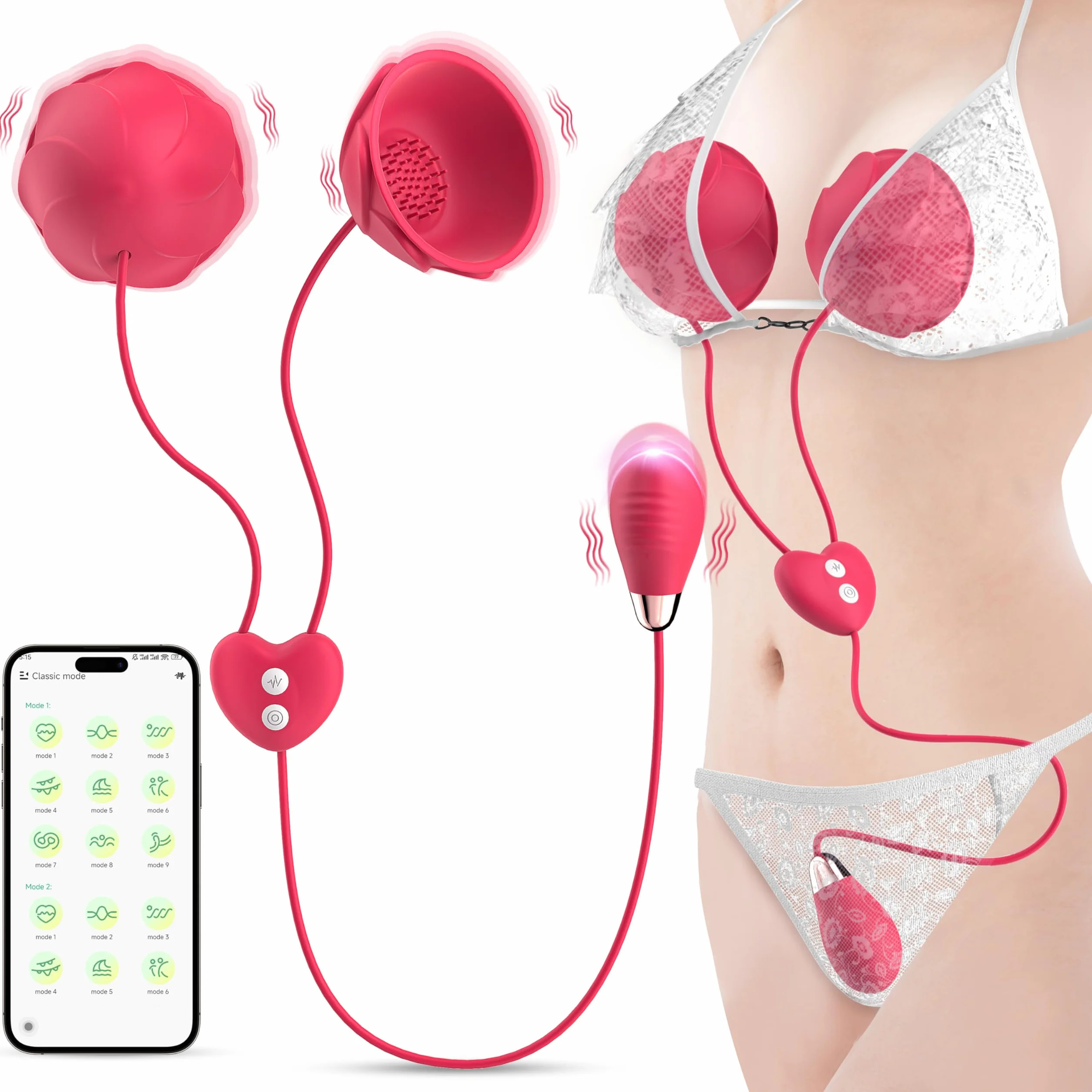 Giocattoli per Capezzoli Vibratore Sex Toys - Vibratoreper Donna Stimolatore Clitorideo Femminile Sex Toy Succhia Clotoride, 9 Modalità di Vibrazione Vibratore per Capezzoli per BDSM Coppie di Donne