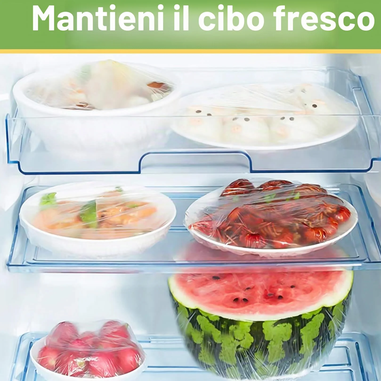 MAQIHAN 100pezzi Cuffie Copri Alimenti - Grande Pellicola per Alimenti Con Elastico Sacchetti Trasparenti Coprivivande Cuffie Coprire Cucina per Ciotola Lievitazione Pane Cuffie Capelli Doccia Monouso