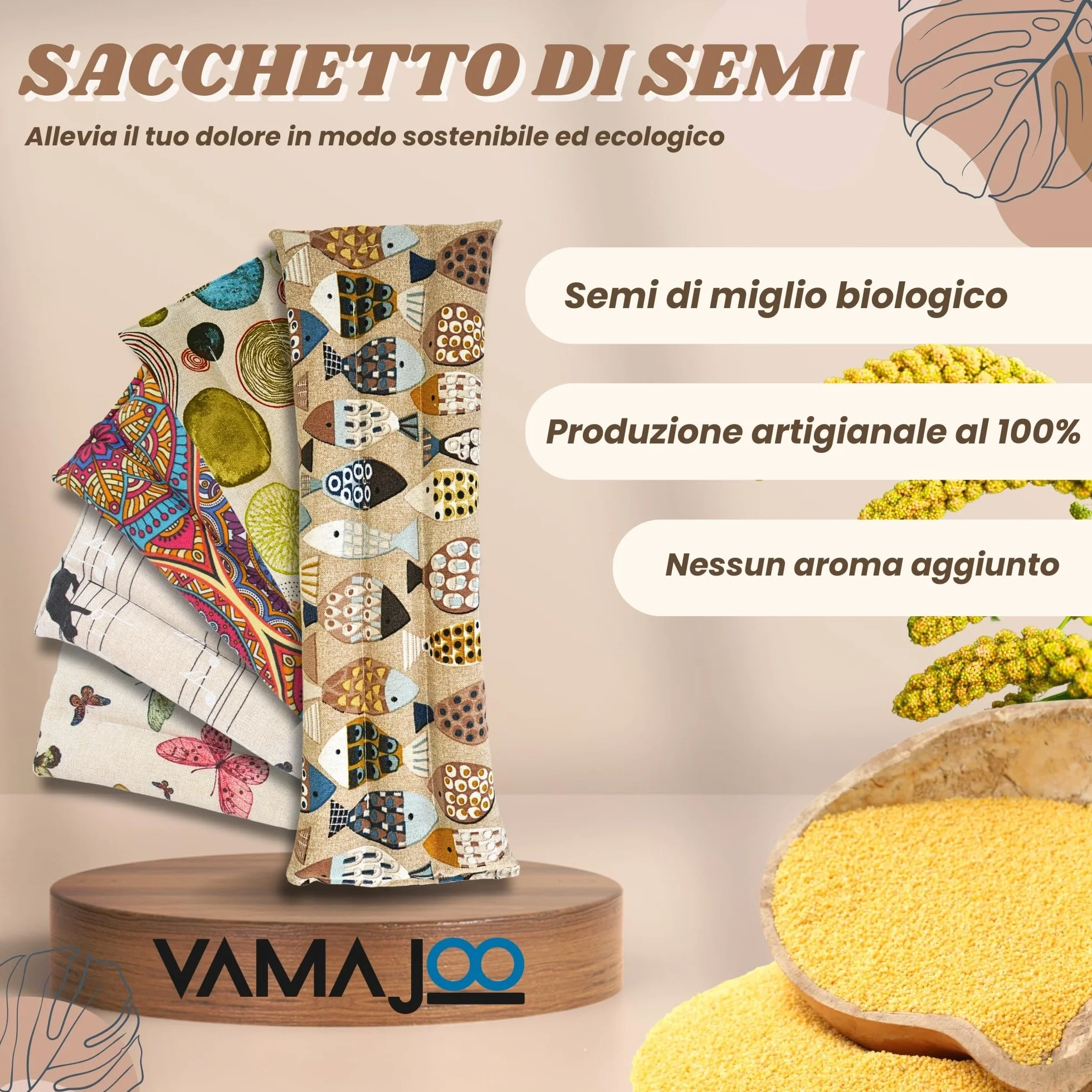 Cuscino Termico Microonde - Cuscino Riscaldante Microonde - Scaldino MICROONDE - CUSCINO Termico Cervicale - Sacchetto Semi da Scaldare MICROONDES - Non profumato - Artigiano 45x14cm(Butterflies)