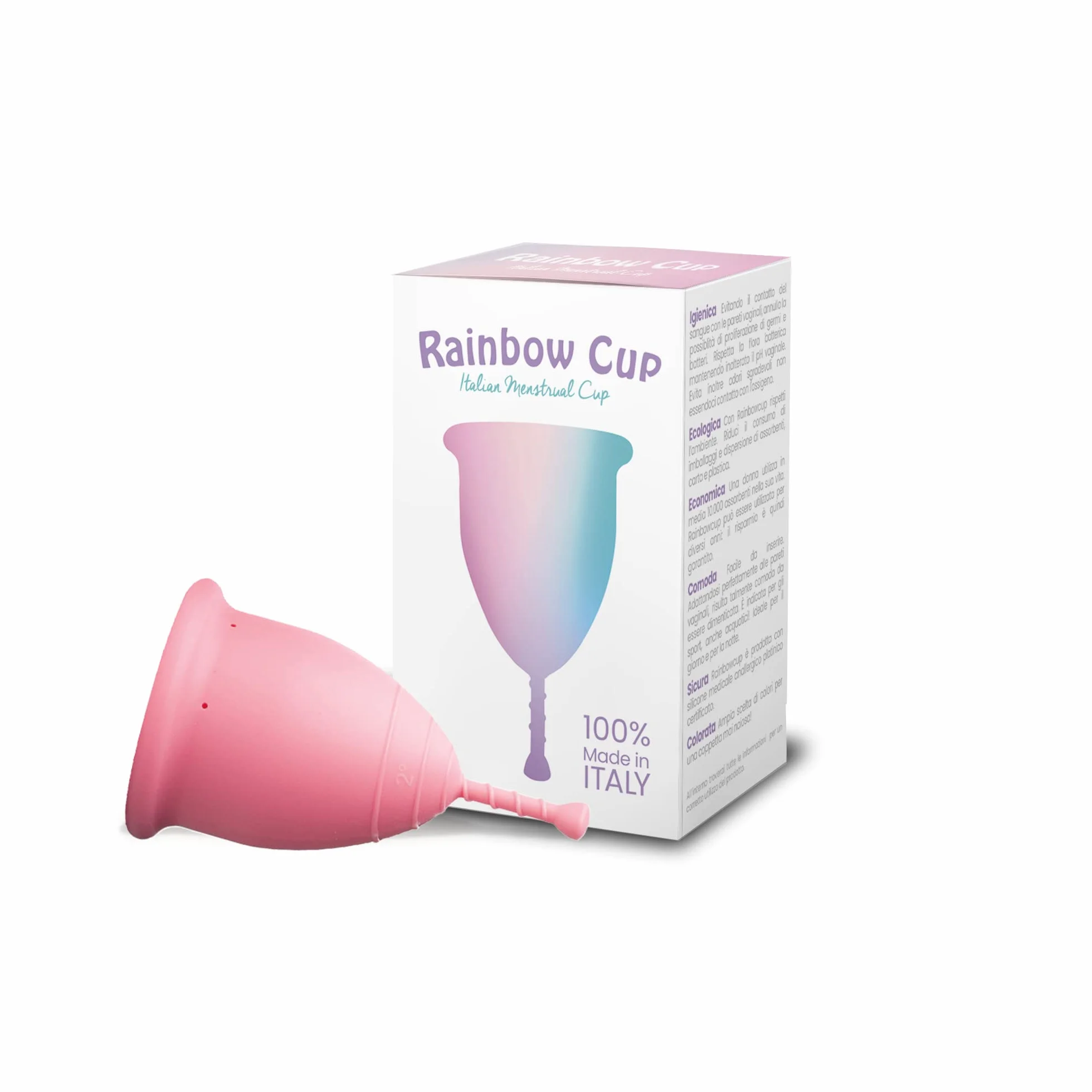 Rainbow Cup Coppetta Mestruale Silicone Medicale Senza Lattice Taglia 2 Ciclamino