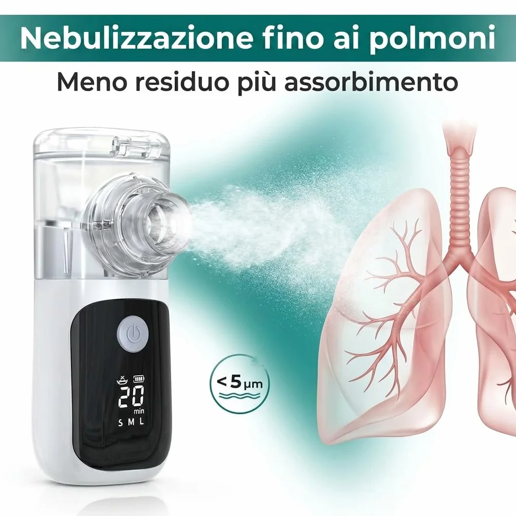 Aerosol Portatile Silenzioso USB-C con Batteria Ricaricabile per Adulti e Bambini