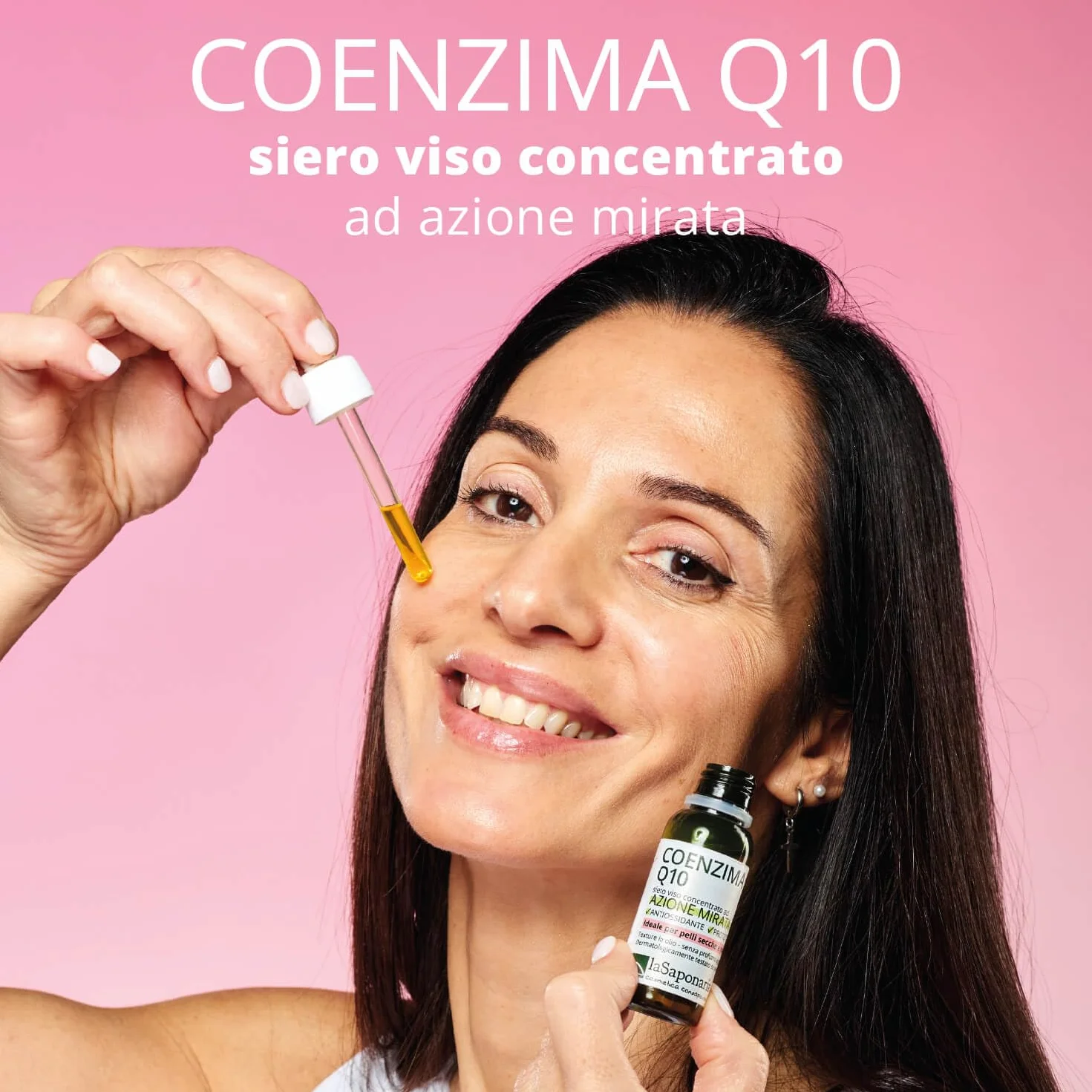 La Saponaria | Siero Viso Coenzima Q10, Idratante, protettivo e antiossidantee, Biologico, Ideali per pelli secche, mature e stanche, 30 ml