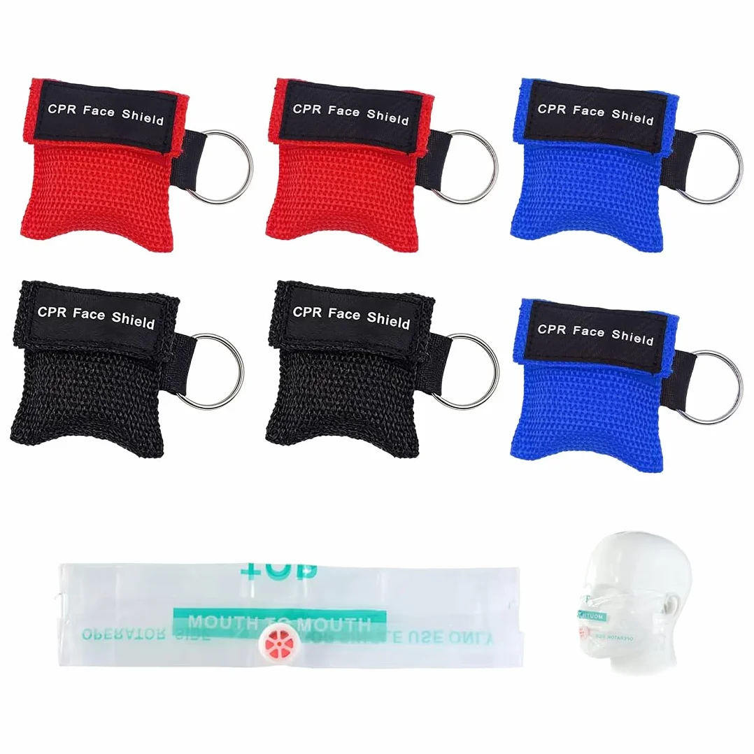 Pocket Mask Primo Soccorso 6 Pezzi 5x5,5cm Rosso Blu Nero