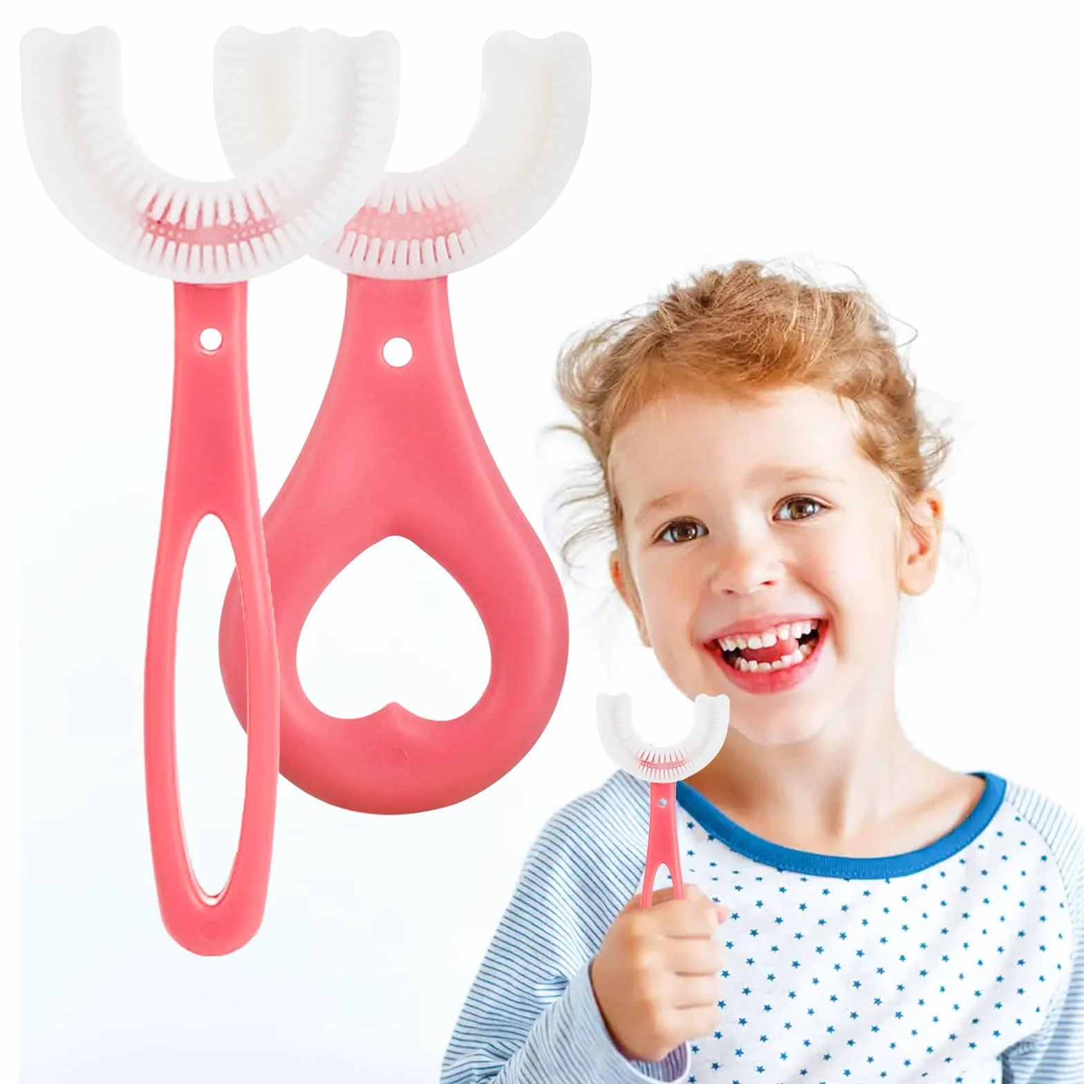 Spazzolino per Bambini a Forma di U - Testina in Silicone Morbido per Uso Alimentare, Pulizia dei Denti per l'Igiene Orale a 360°, per 2-12 Anni